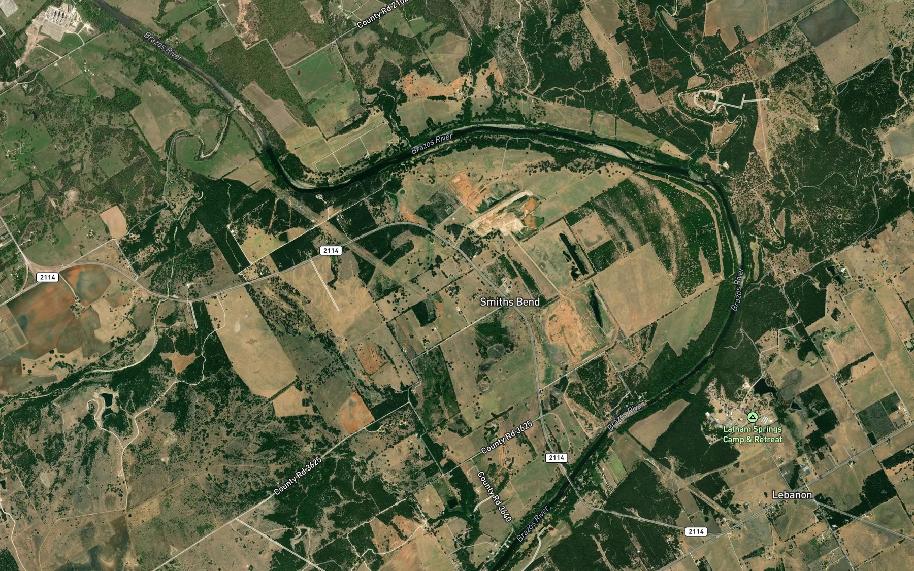 Satellite map of the Smiths Bend