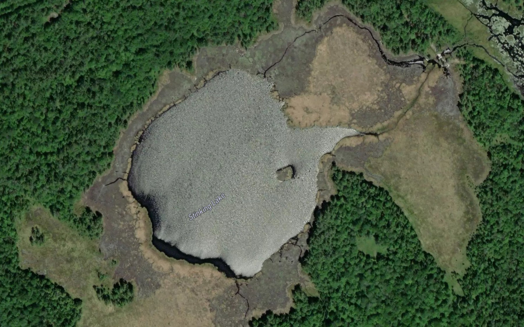 Satellite map of the Stinking Lake