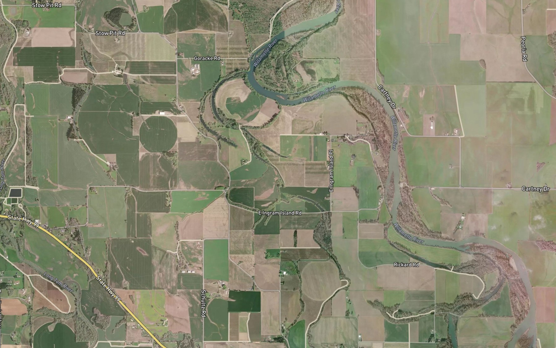 Satellite map of the Flat Creek