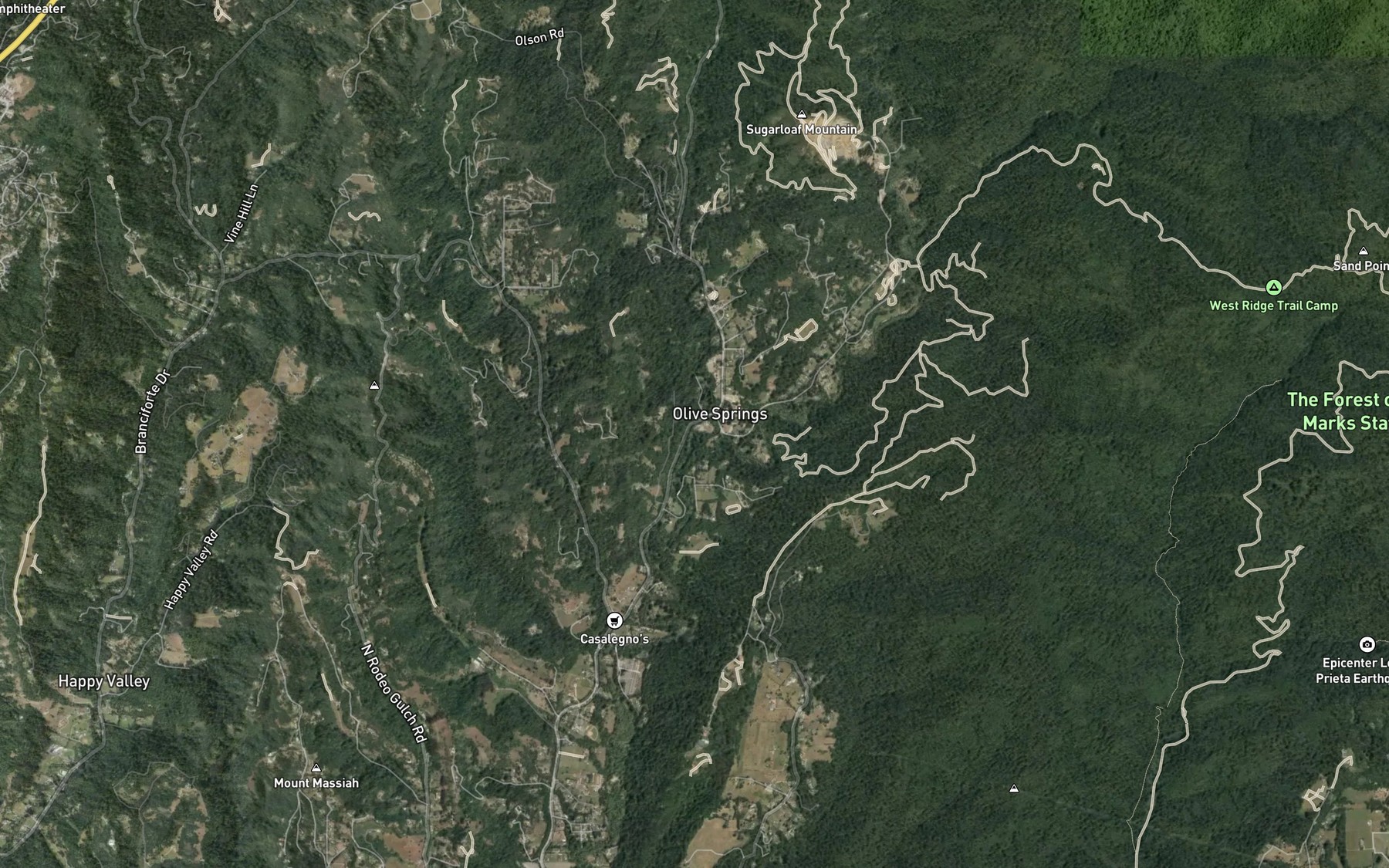 Satellite map of the West Branch Soquel Creek