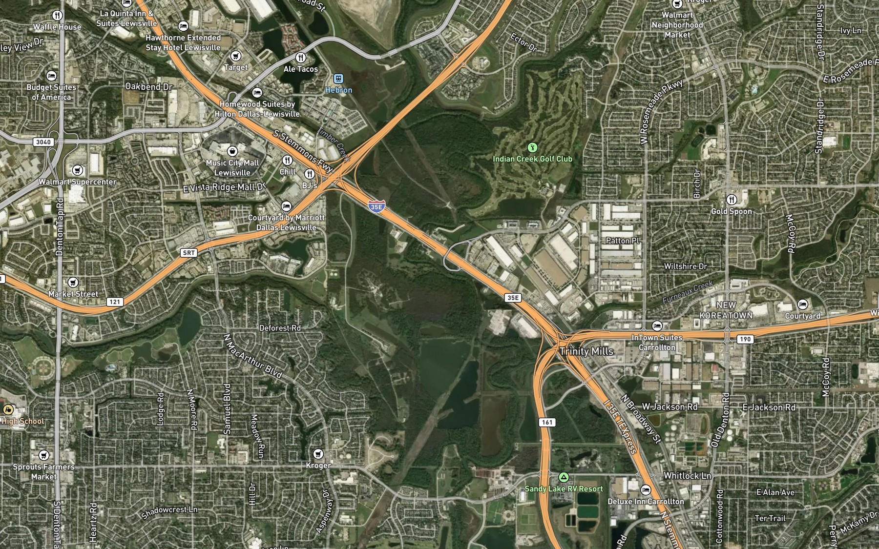 Satellite map of the Timber Creek