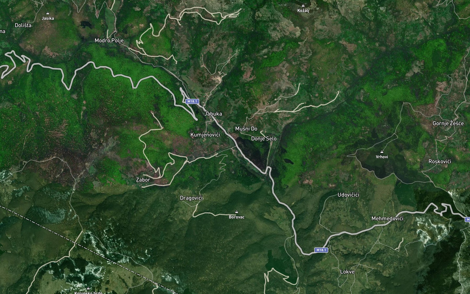 Satellite map of the Silovicki Potok