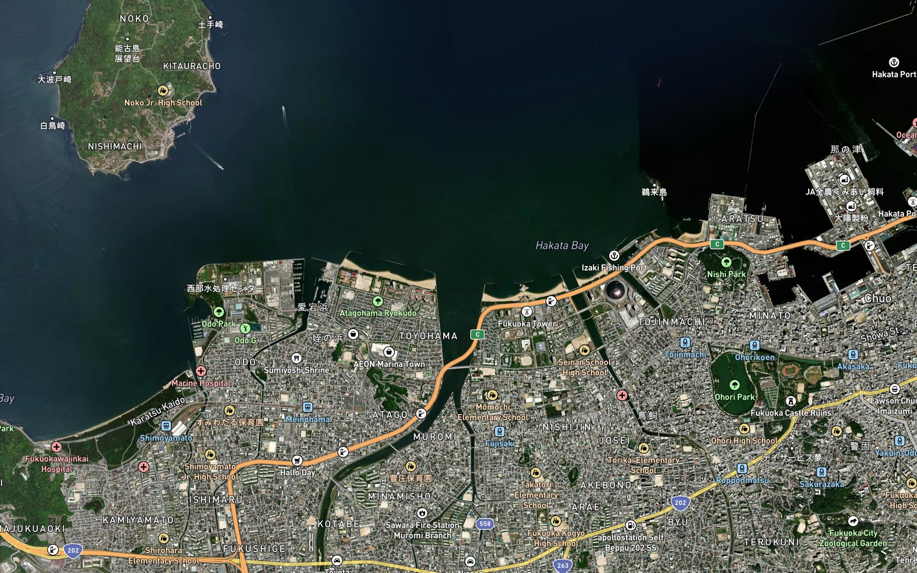 Satellite map of the Muromi Gawa