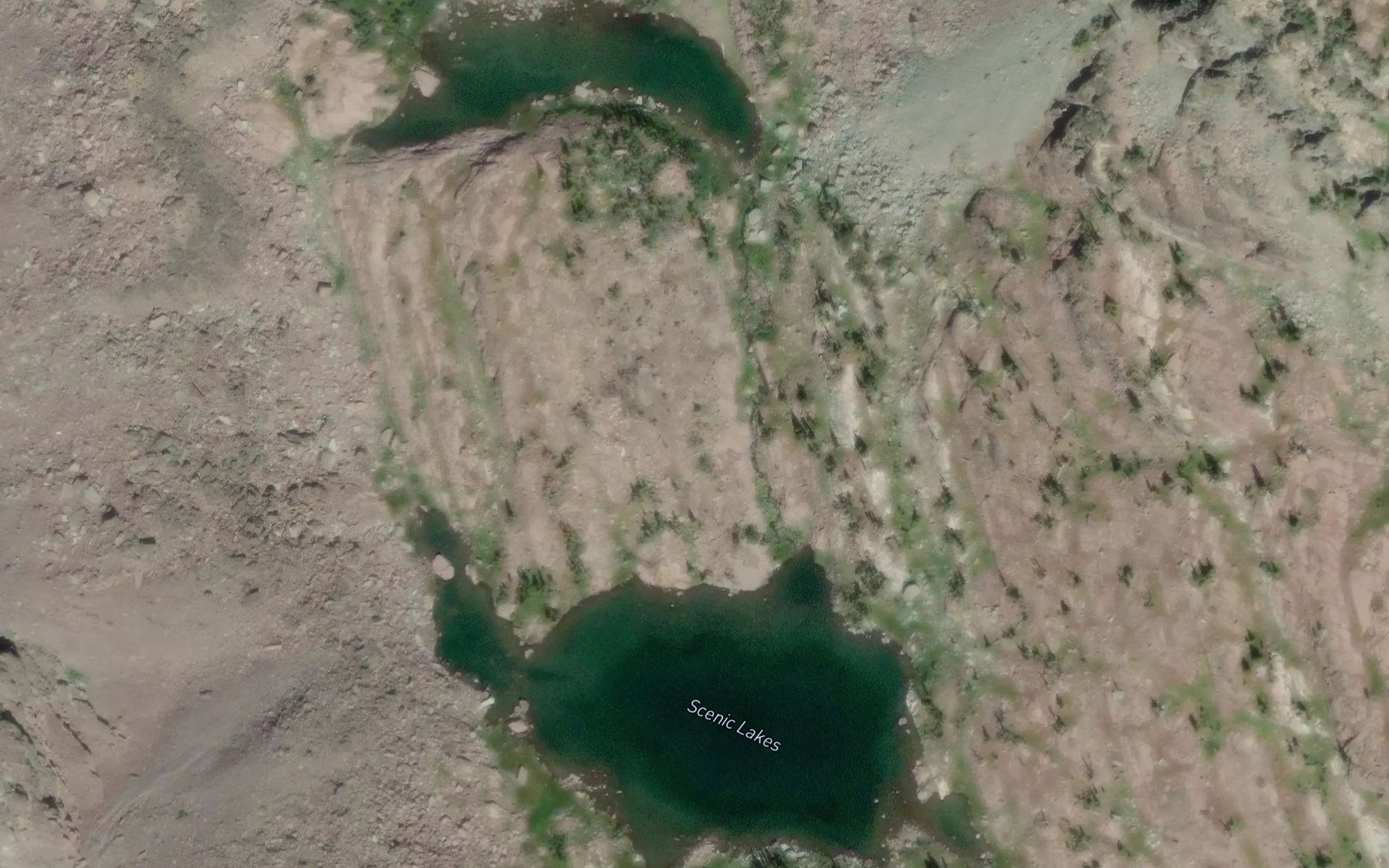 Satellite map of the Scenic Lakes