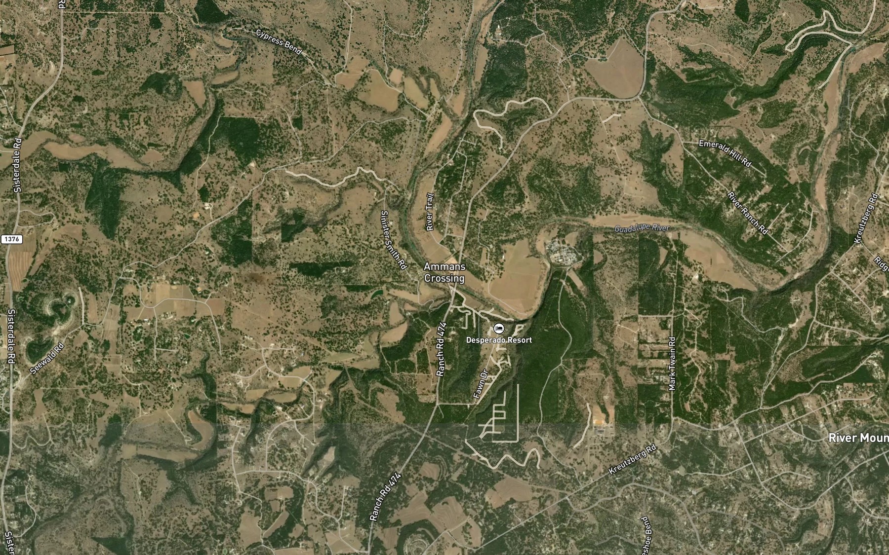 Satellite map of the Sabinas Creek