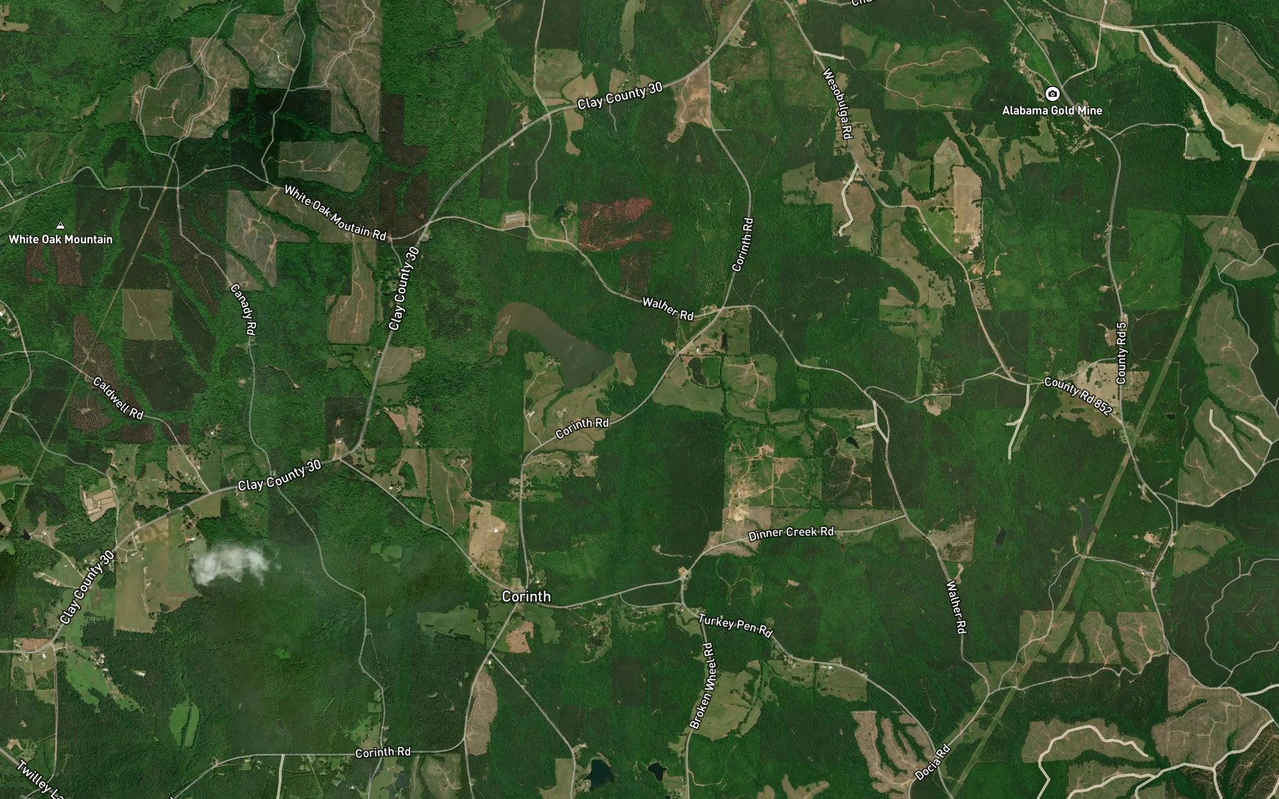 Satellite map of the Dinner Creek