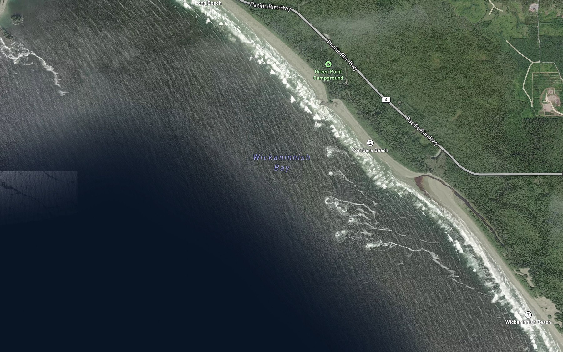 Satellite map of the Wickaninnish Bay