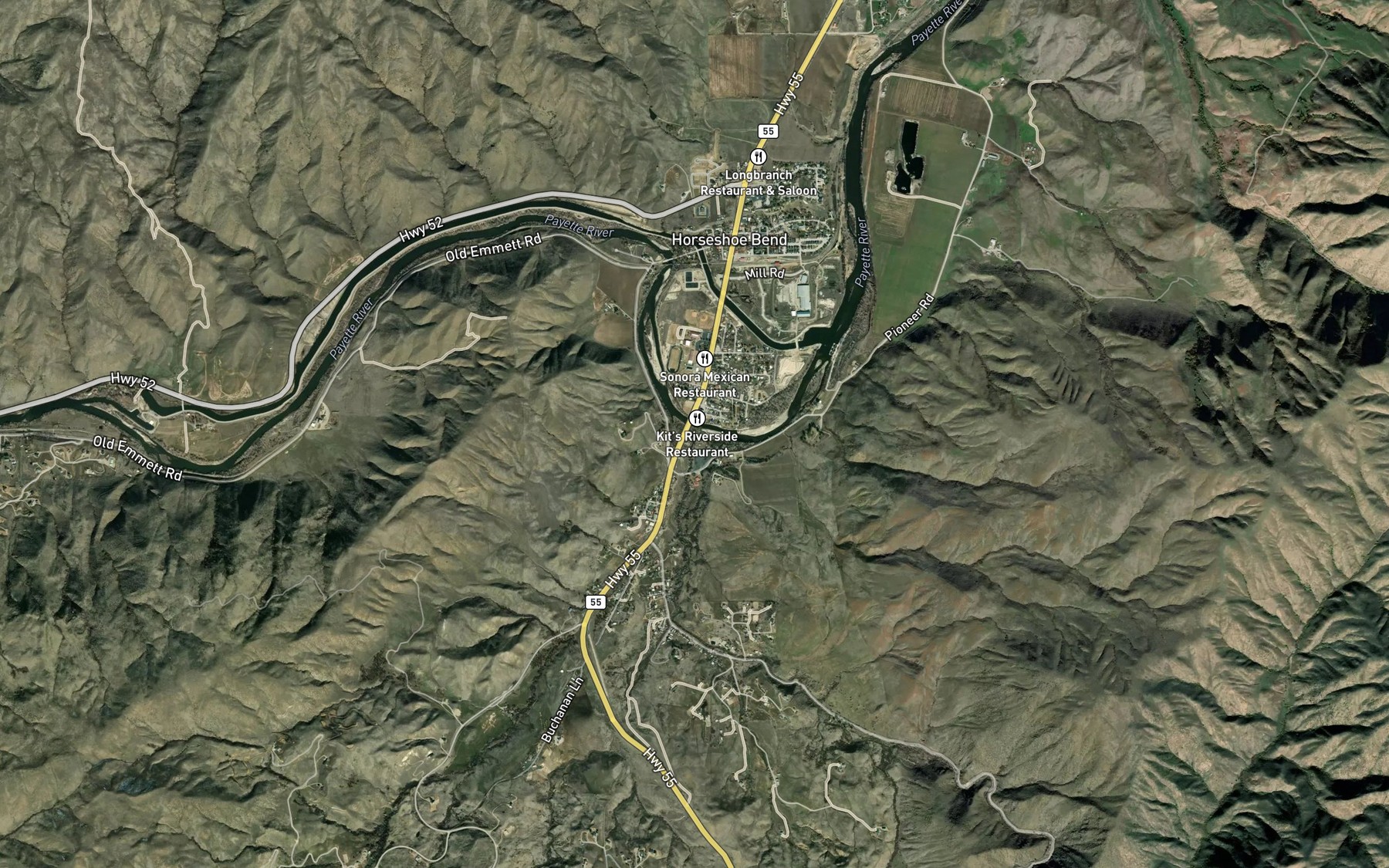 Satellite map of the Shafer Creek