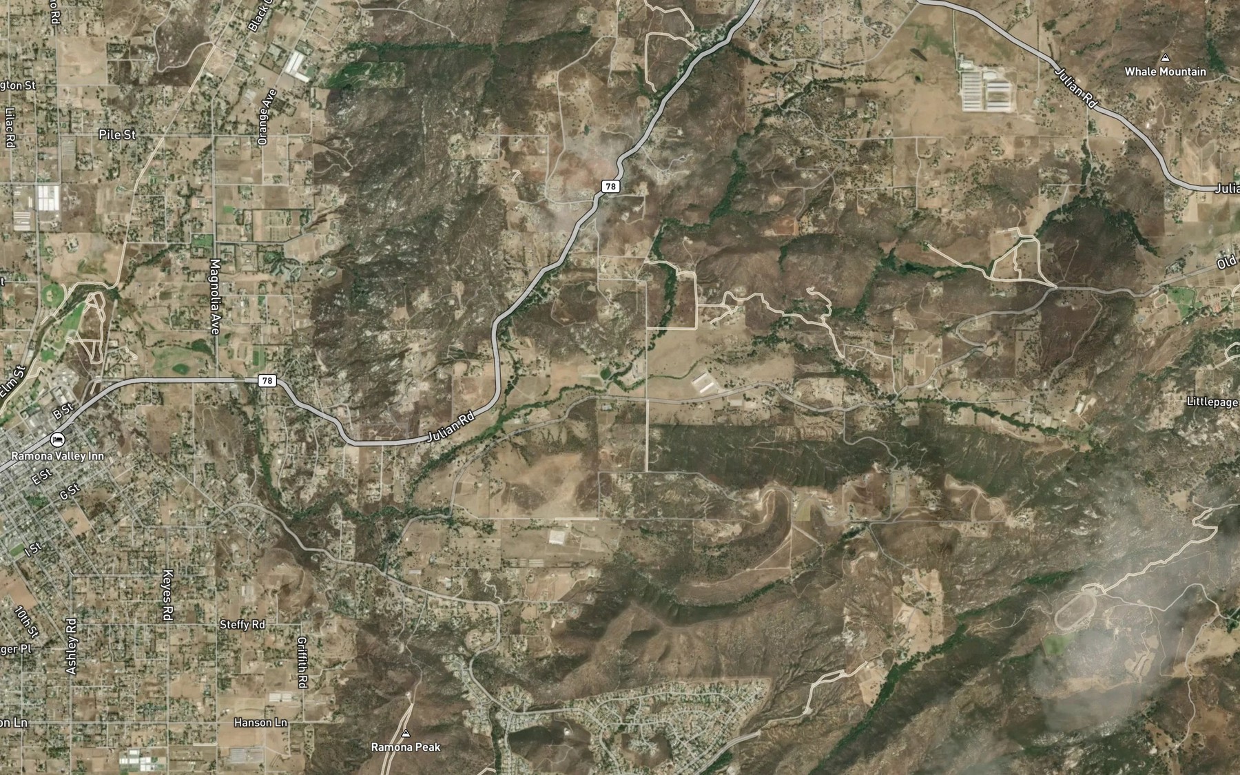 Satellite map of the Wash Hollow Creek