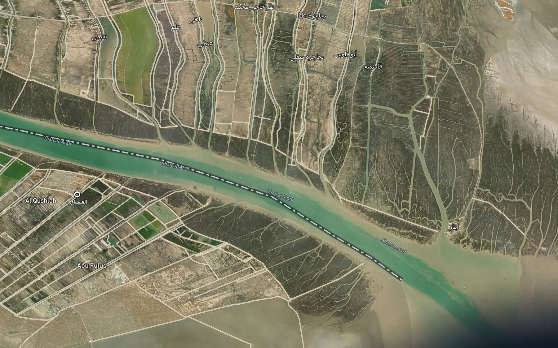Satellite map of the Nahr-e Abtar