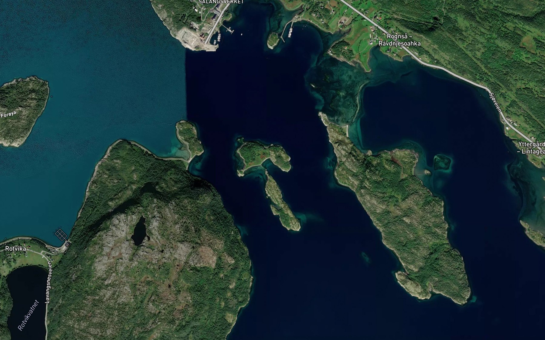 Satellite map of the Hysebasen