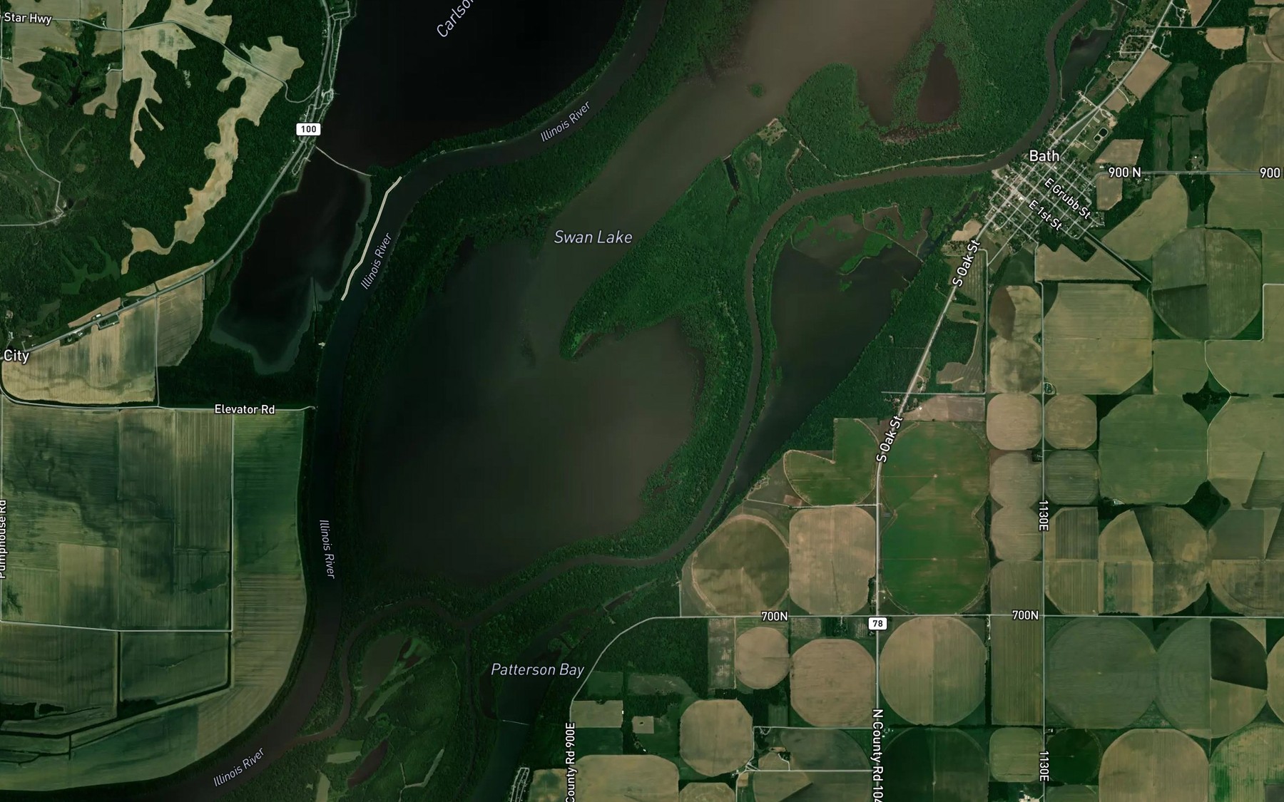 Satellite map of the Jack Lake