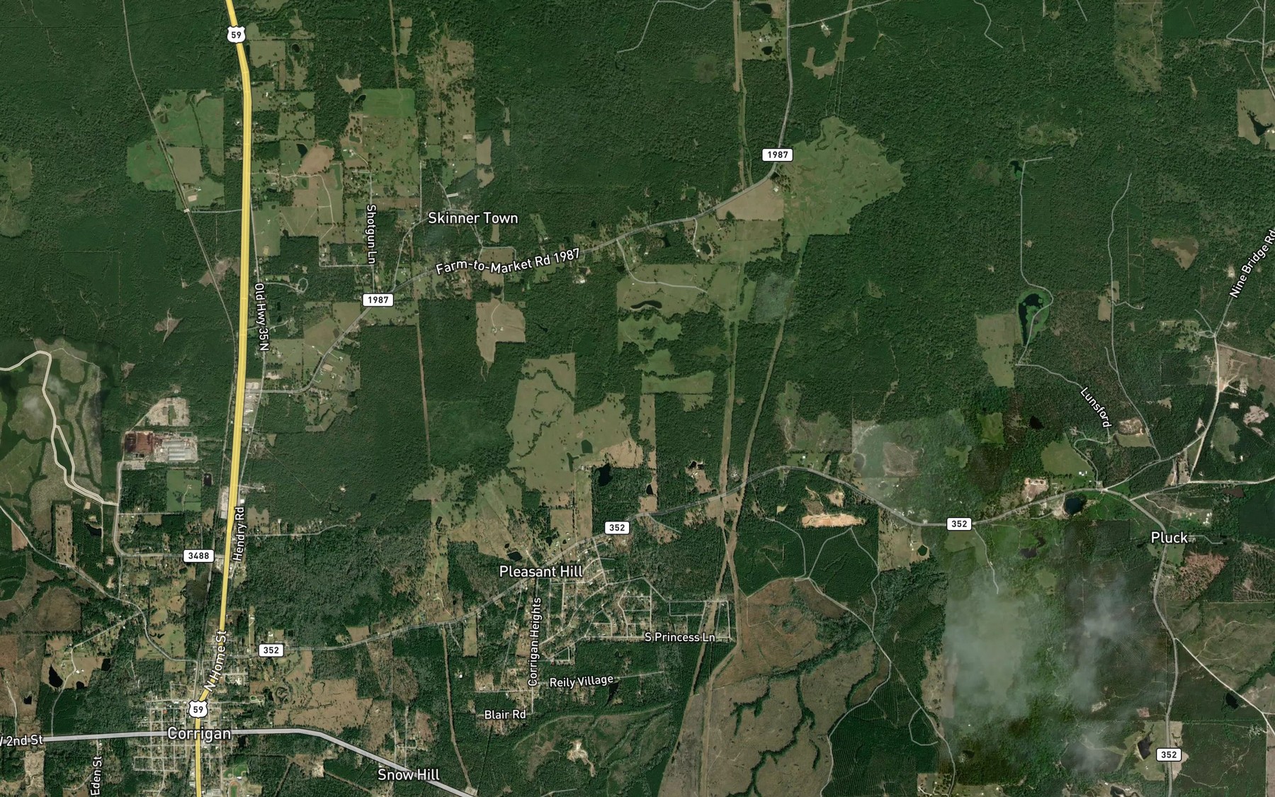 Satellite map of the Creeds Creek