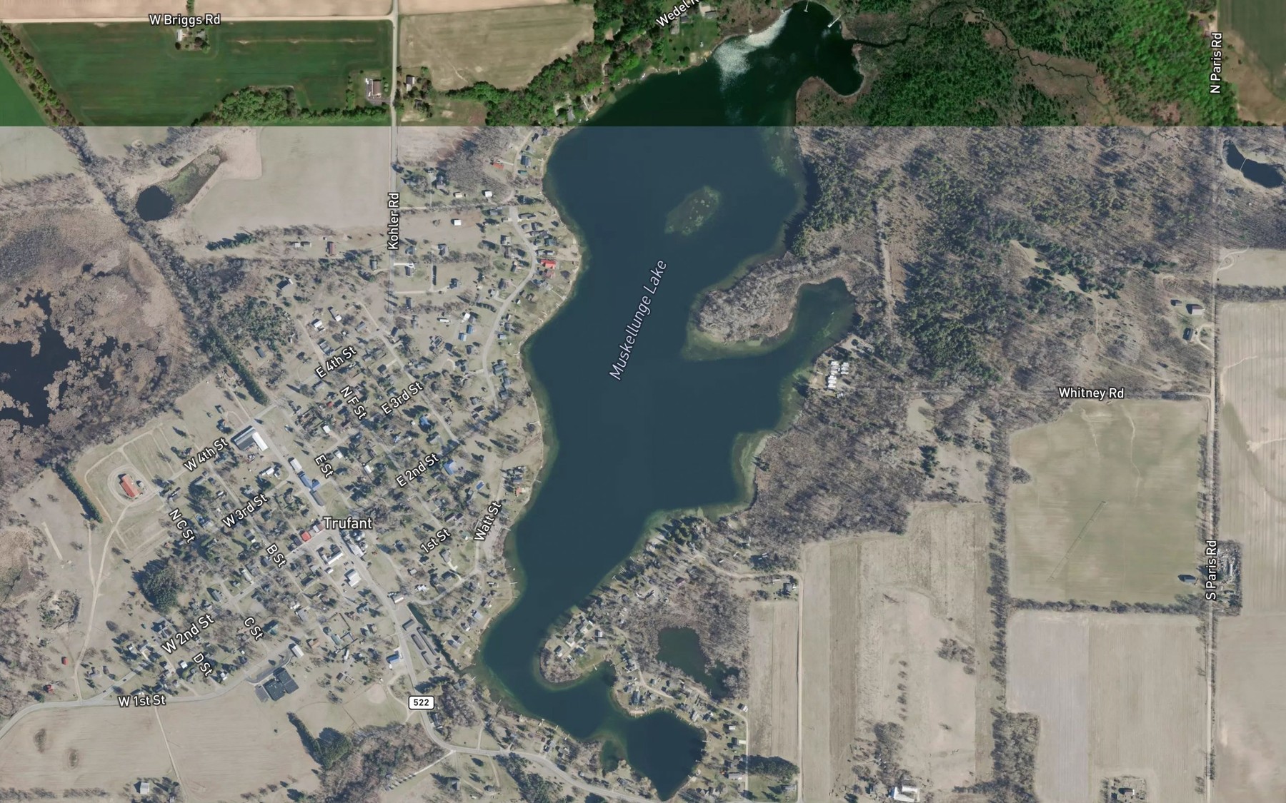Satellite map of the Muskellunge Lake