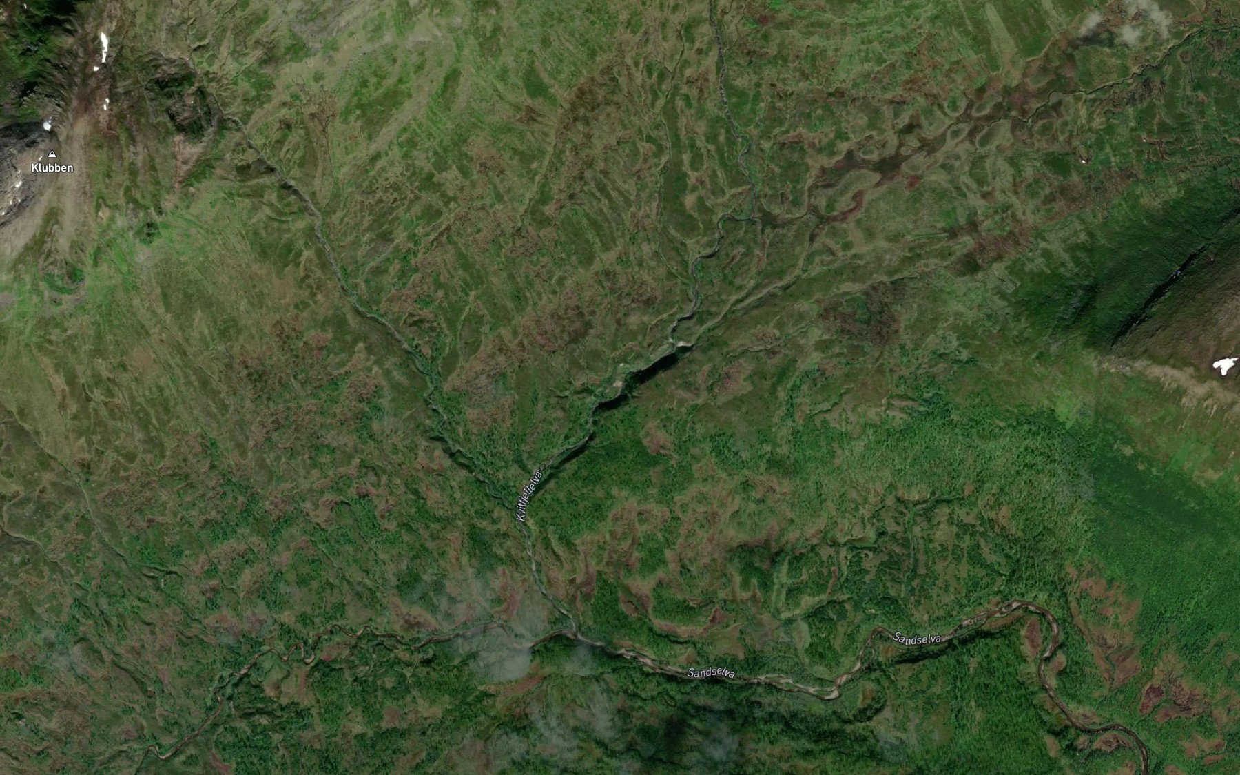Satellite map of the Kvitfjellelva
