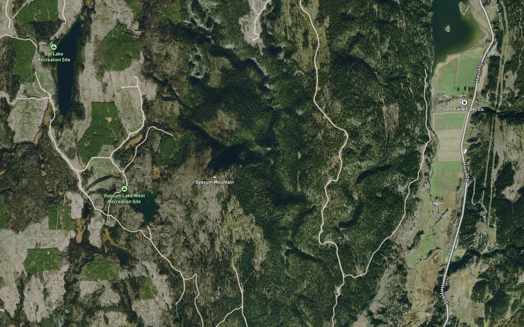 Satellite map of the West Cougar Creek