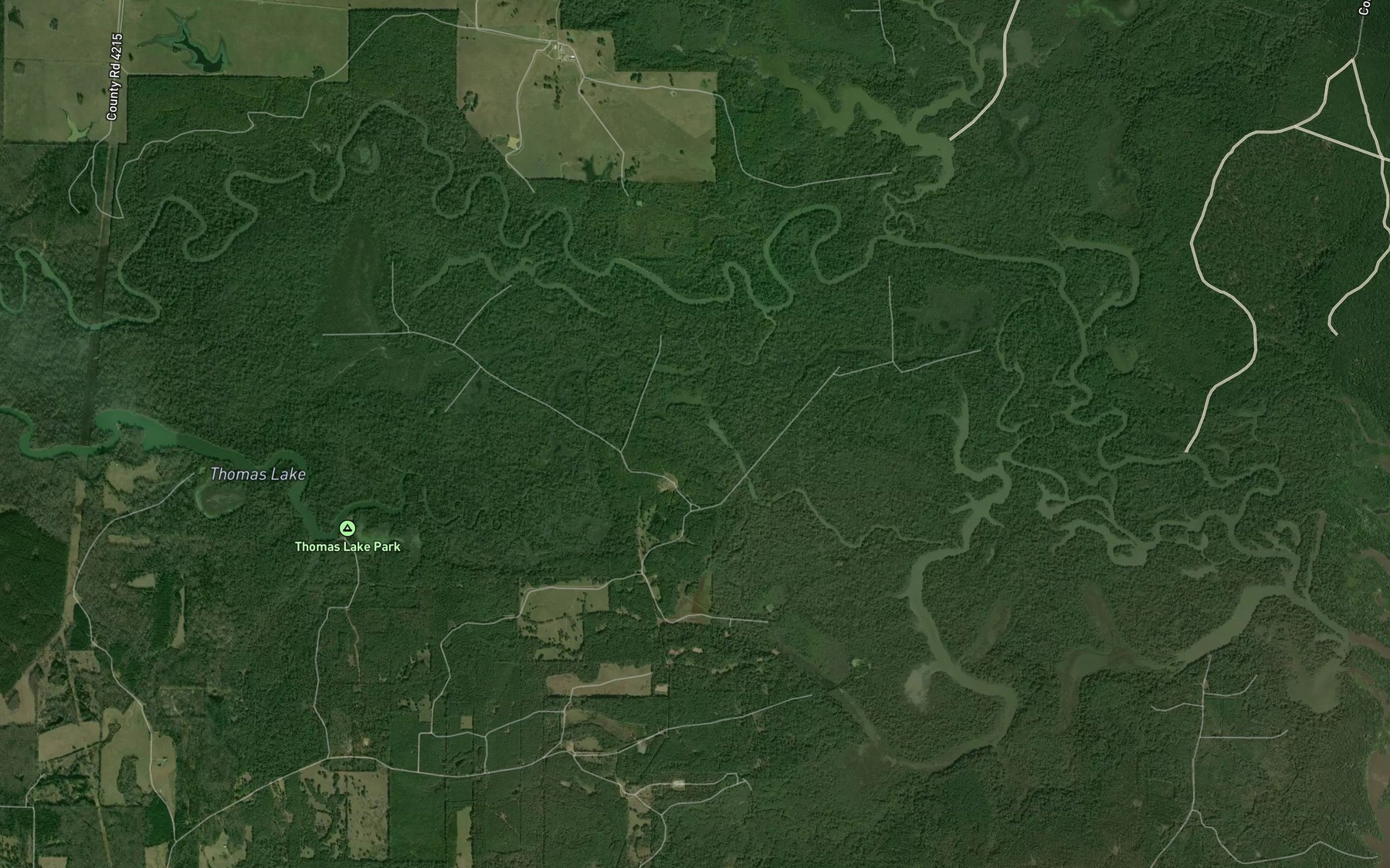 Satellite map of the Thomas Creek