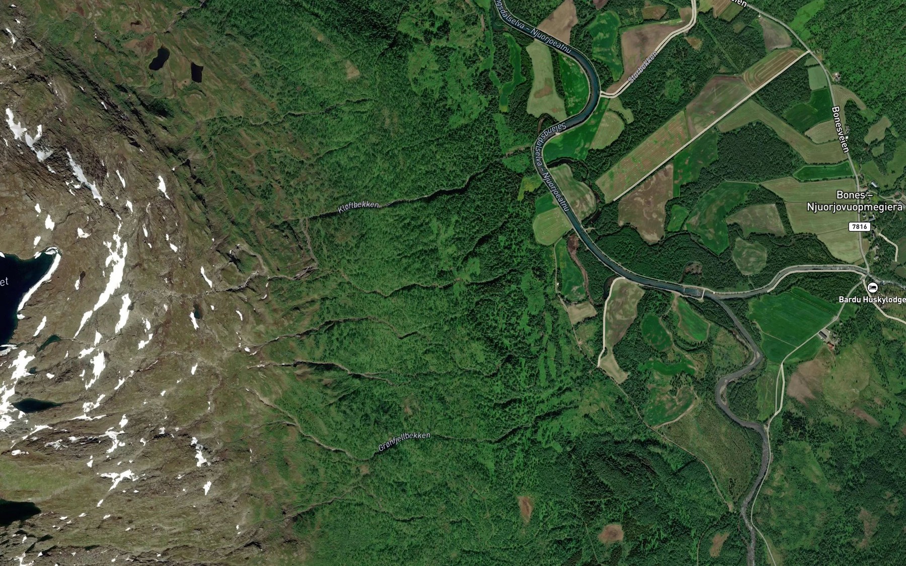 Satellite map of the Sortebekken