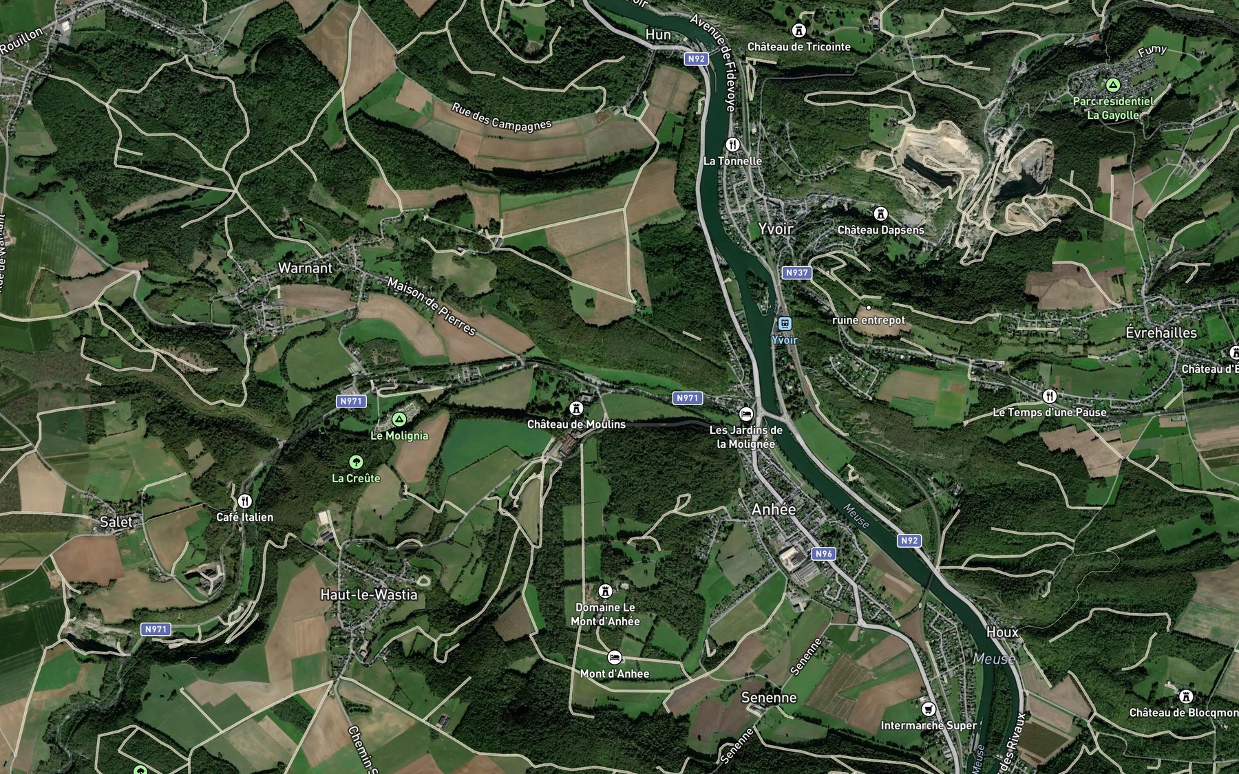 Satellite map of the Molignee