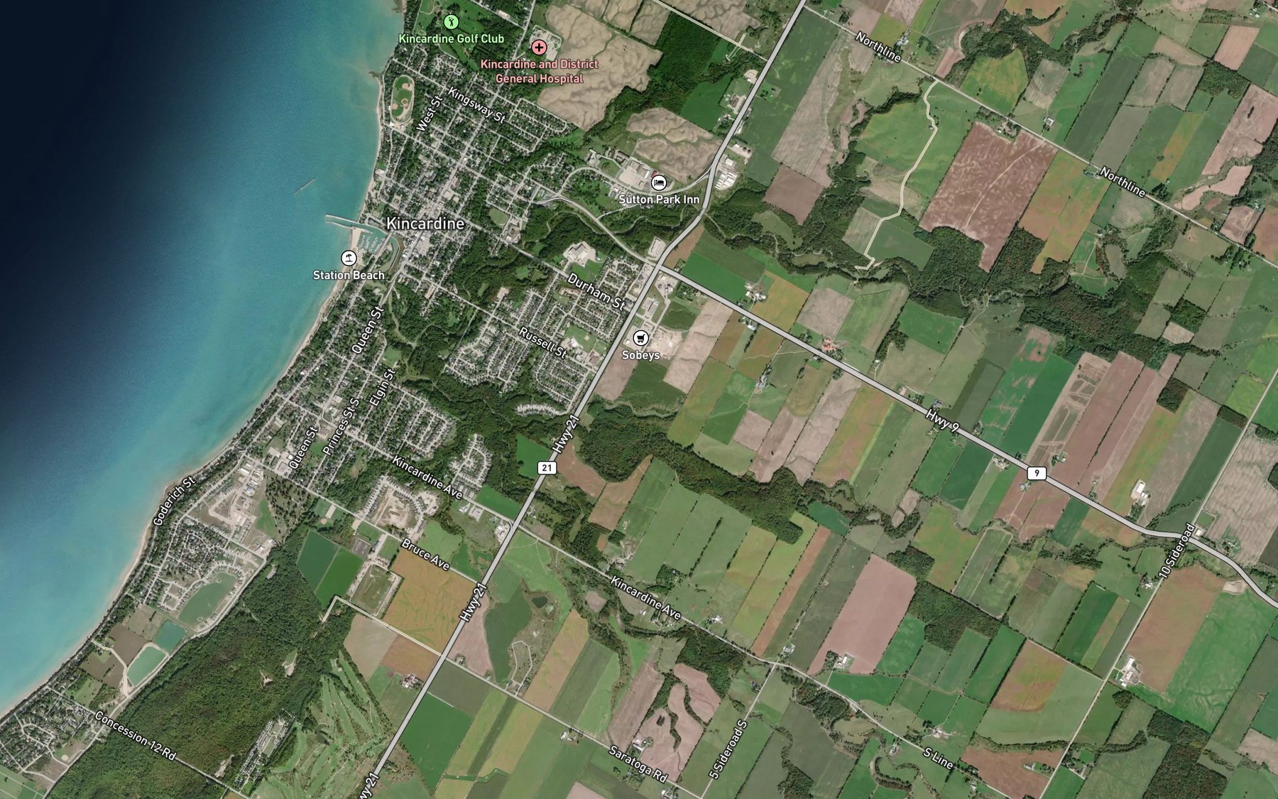 Satellite map of the Stewart Drain