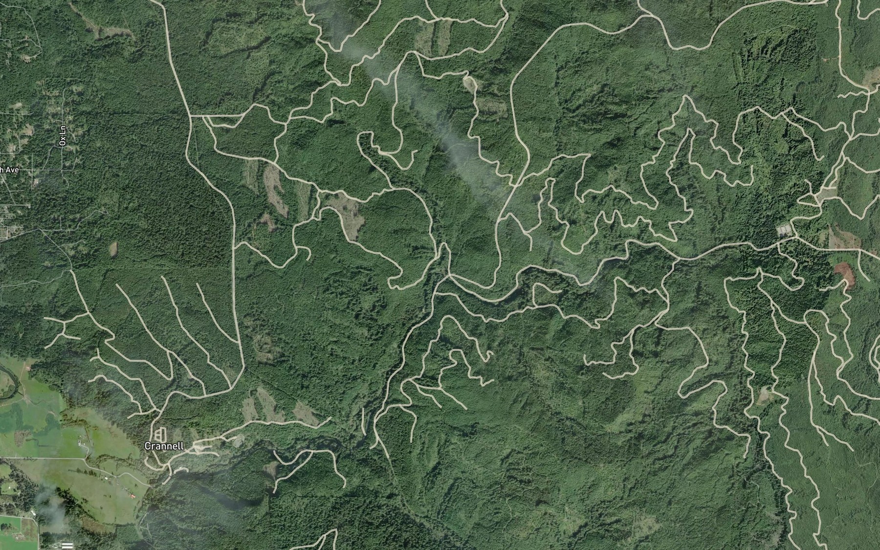 Satellite map of the Railroad Creek