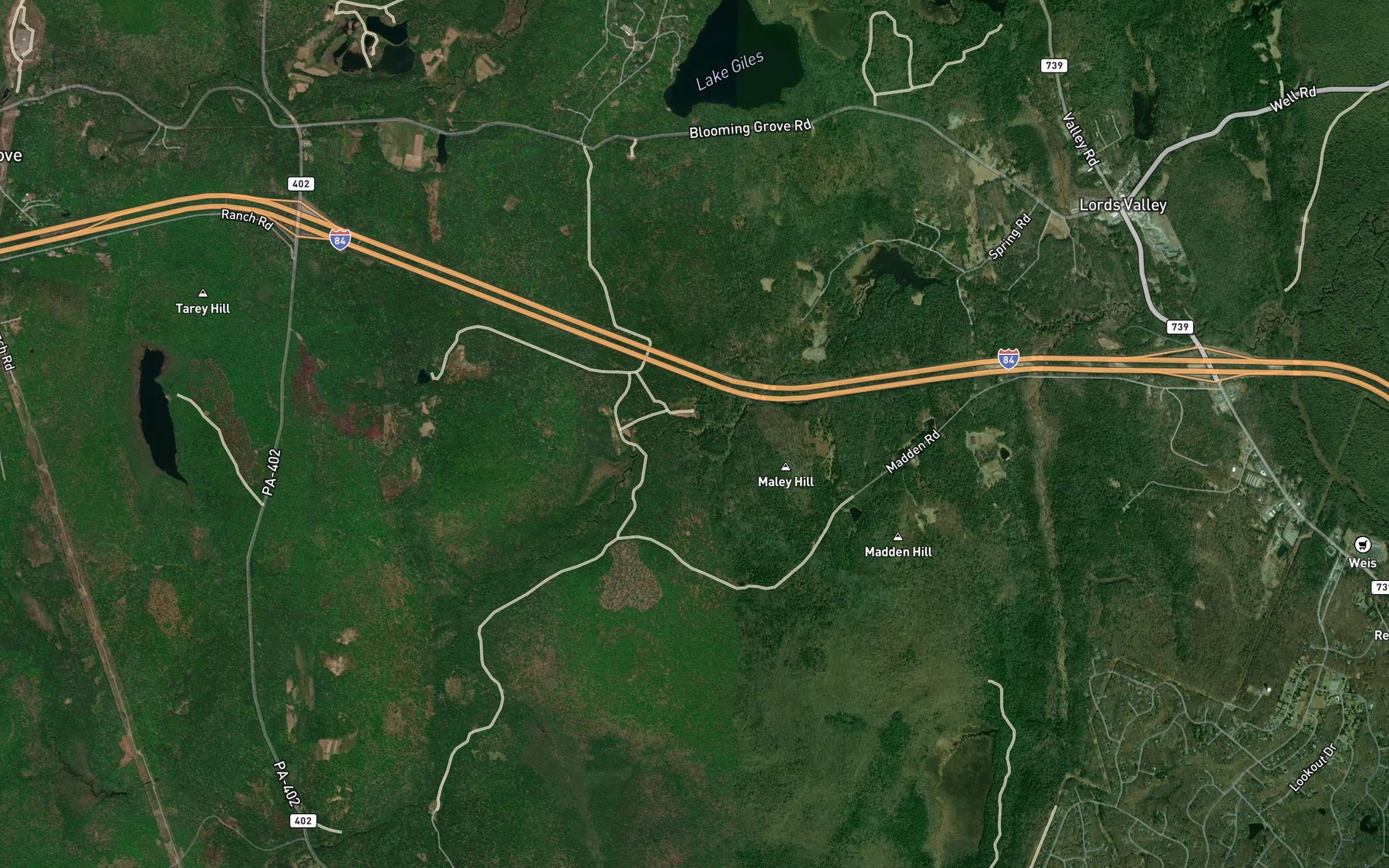 Satellite map of the Mount Run