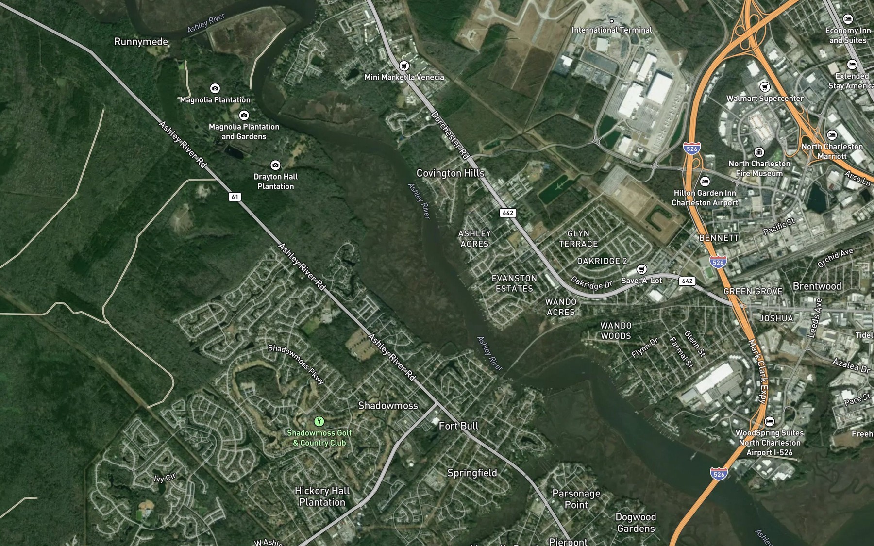 Satellite map of the Keivling Creek