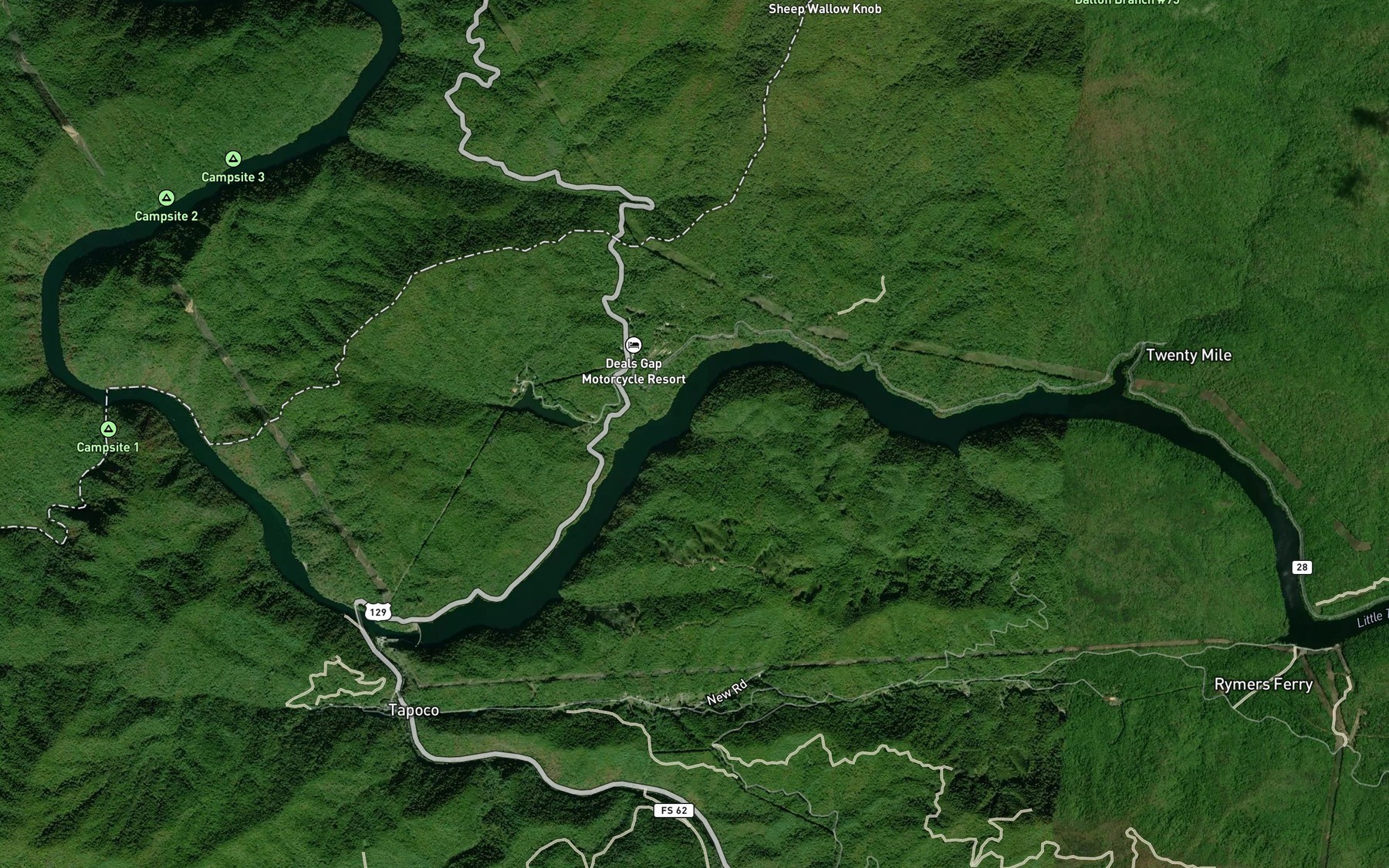 Satellite map of the Laurel Branch
