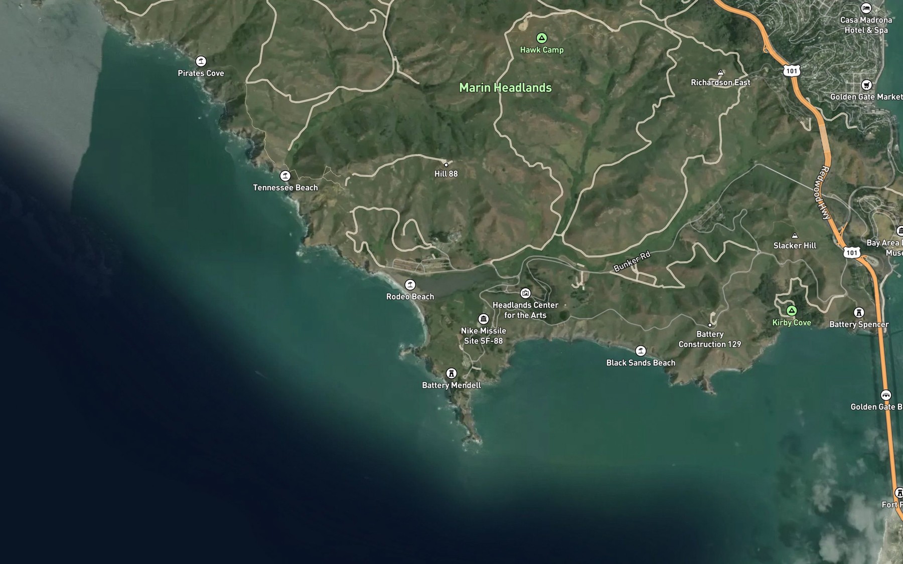 Satellite map of the Rodeo Lagoon