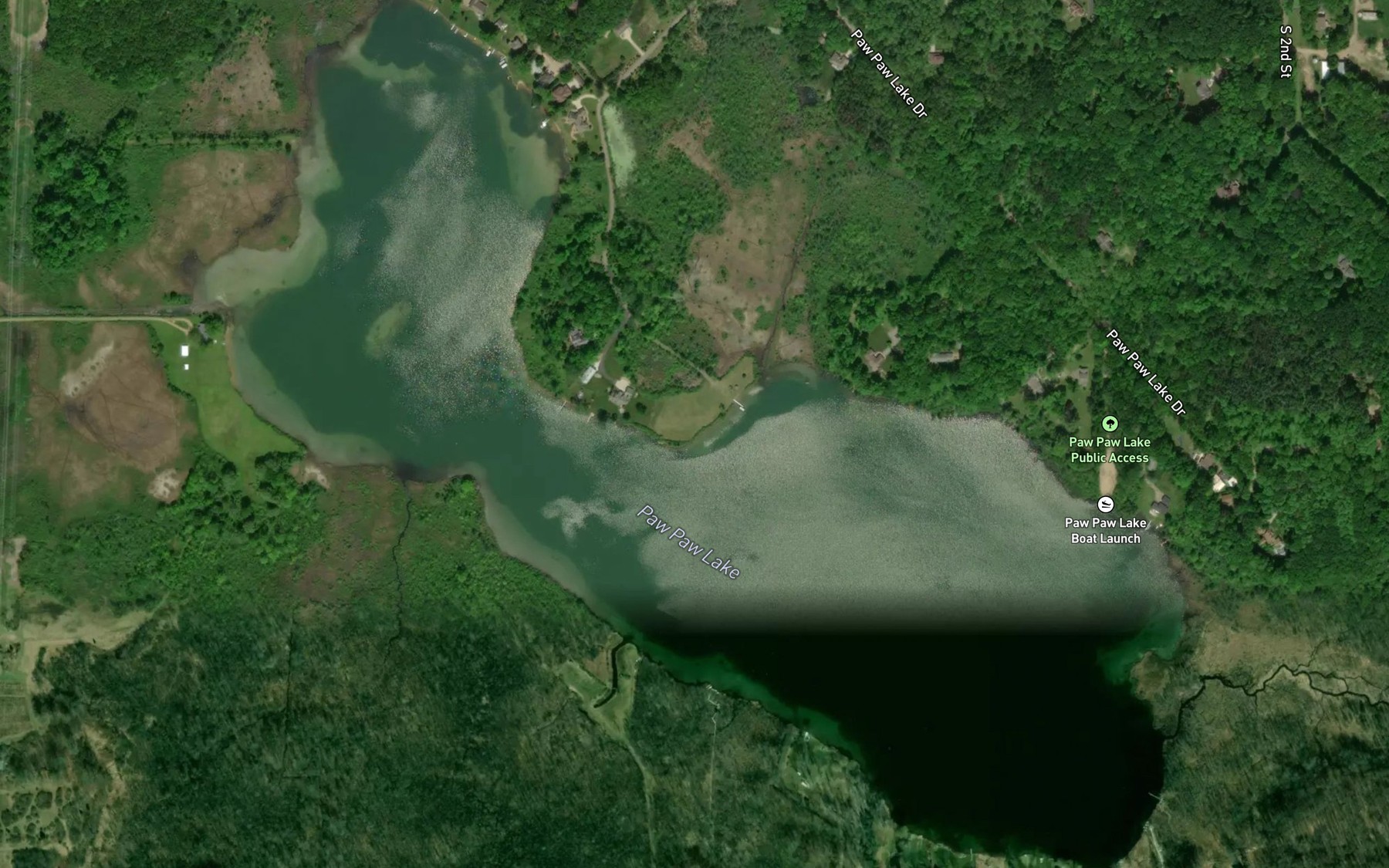Satellite map of the Paw Paw Lake