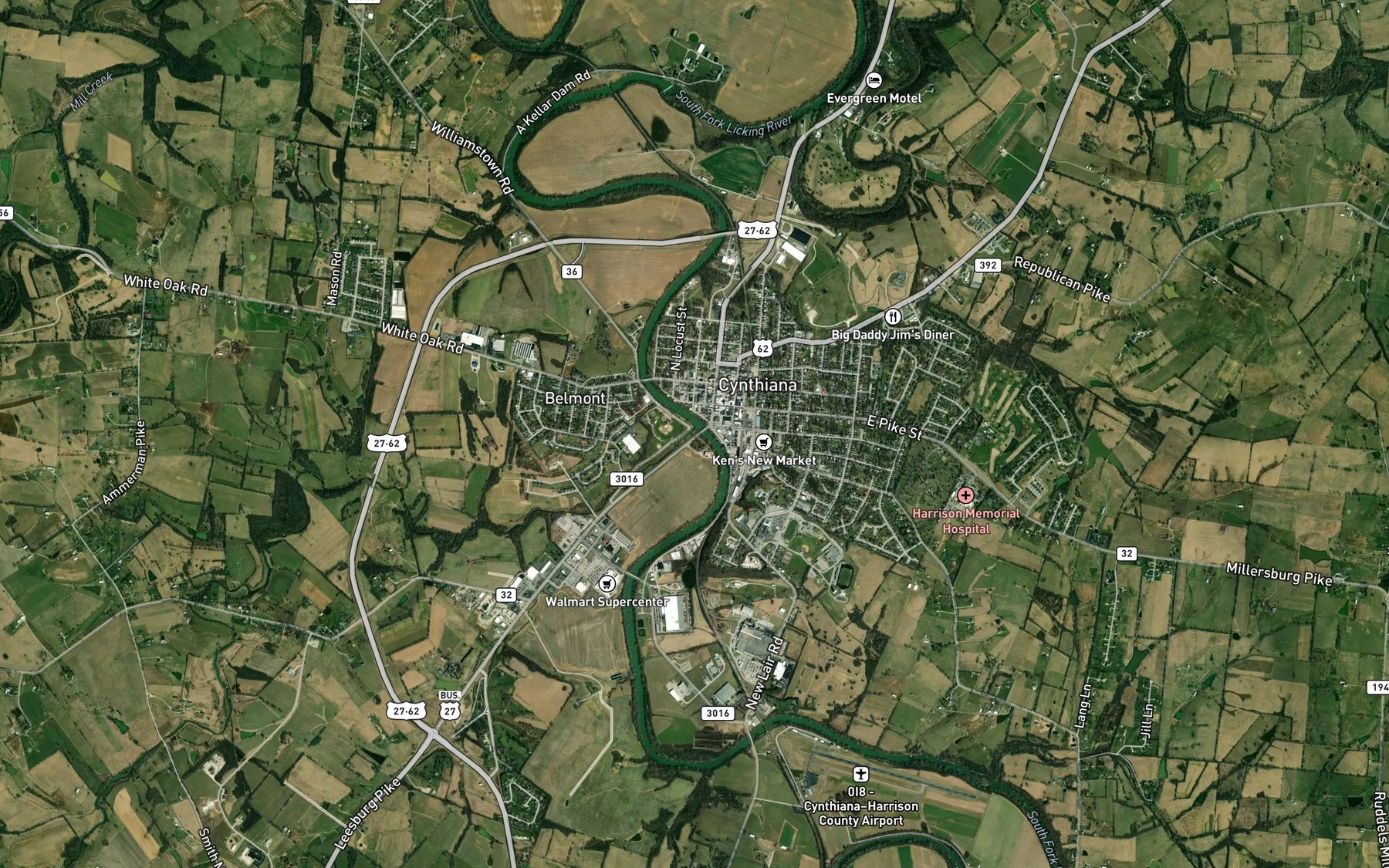 Satellite map of the Grays Run