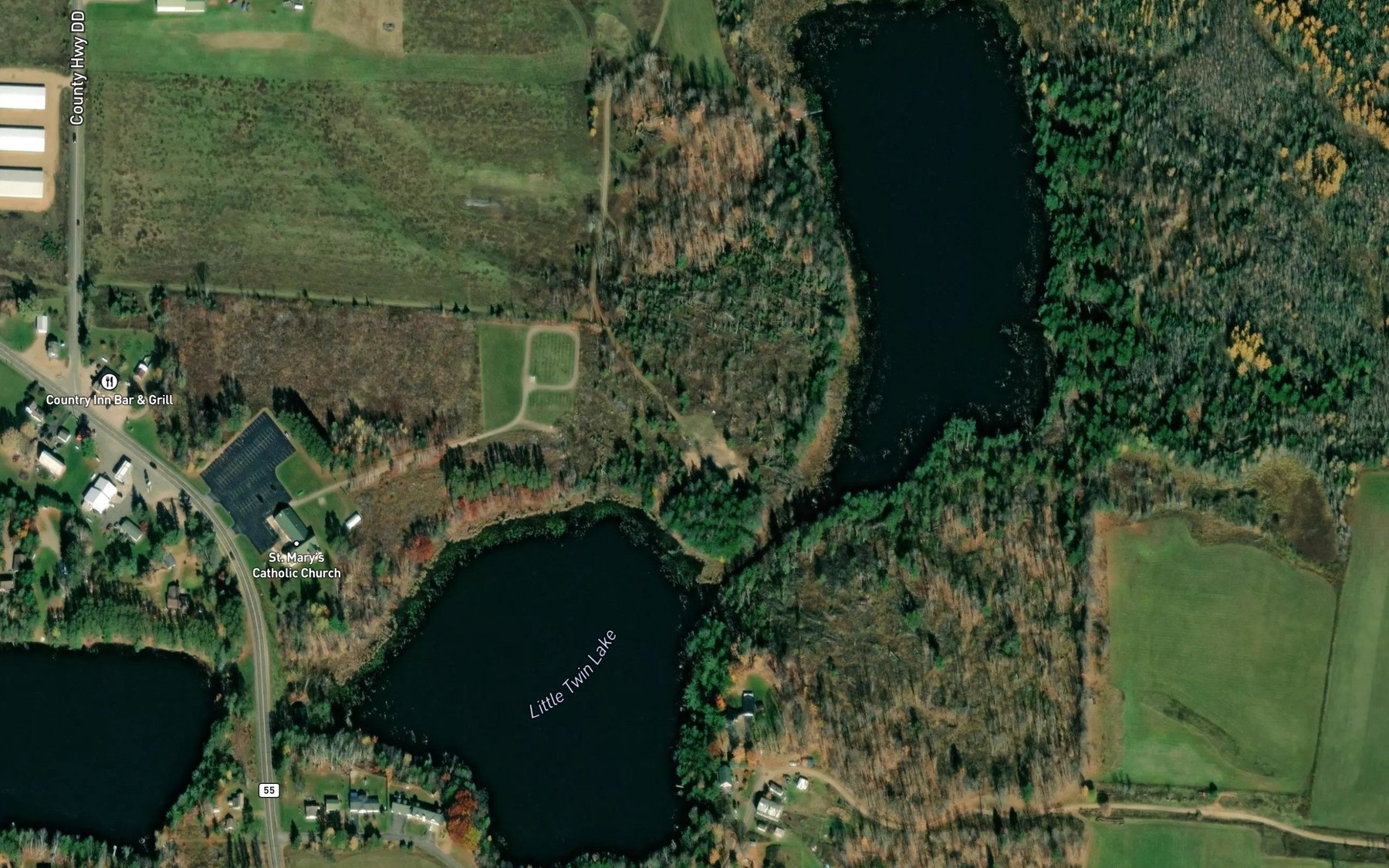Satellite map of the Little Twin Lake