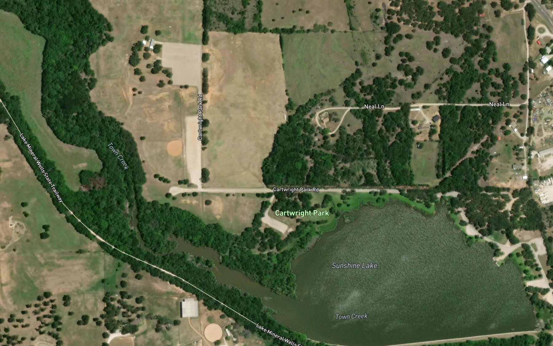 Satellite map of the Sunshine Lake