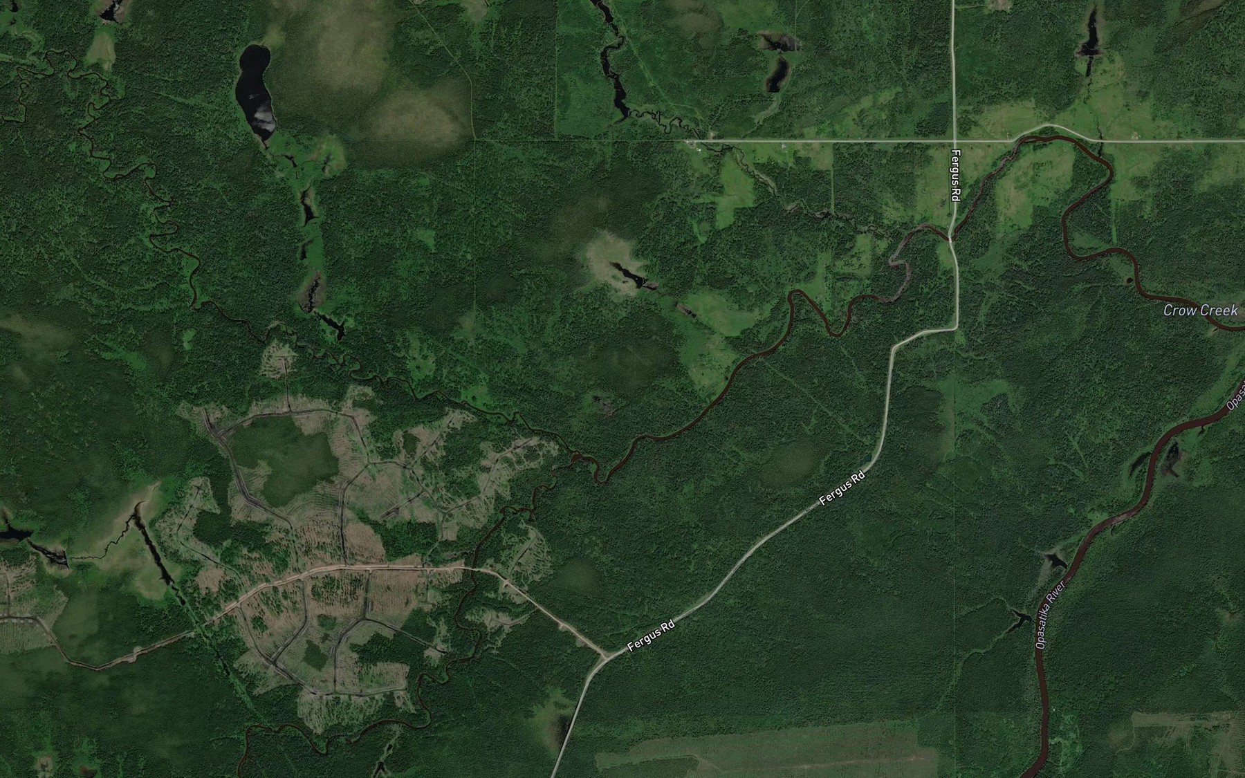 Satellite map of the South Crow Creek