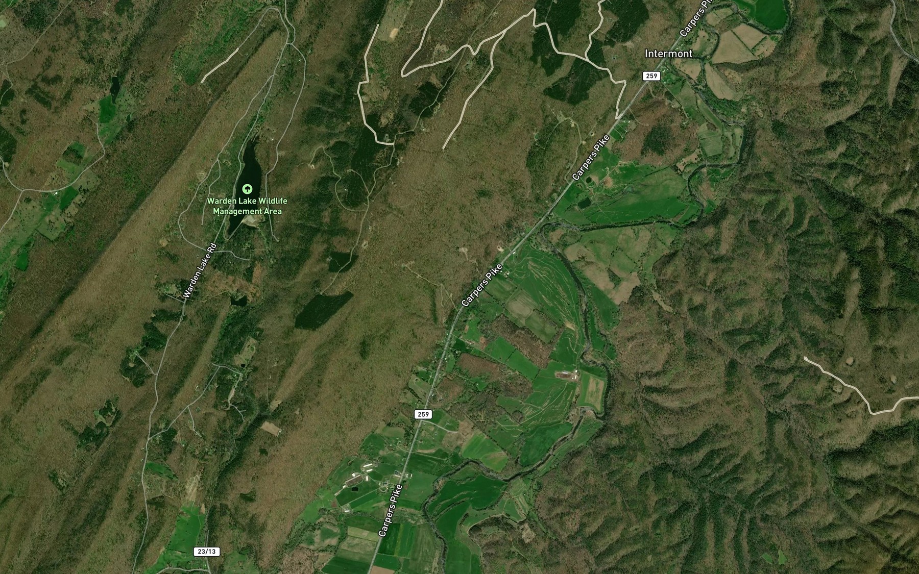 Satellite map of the Peewee Spring