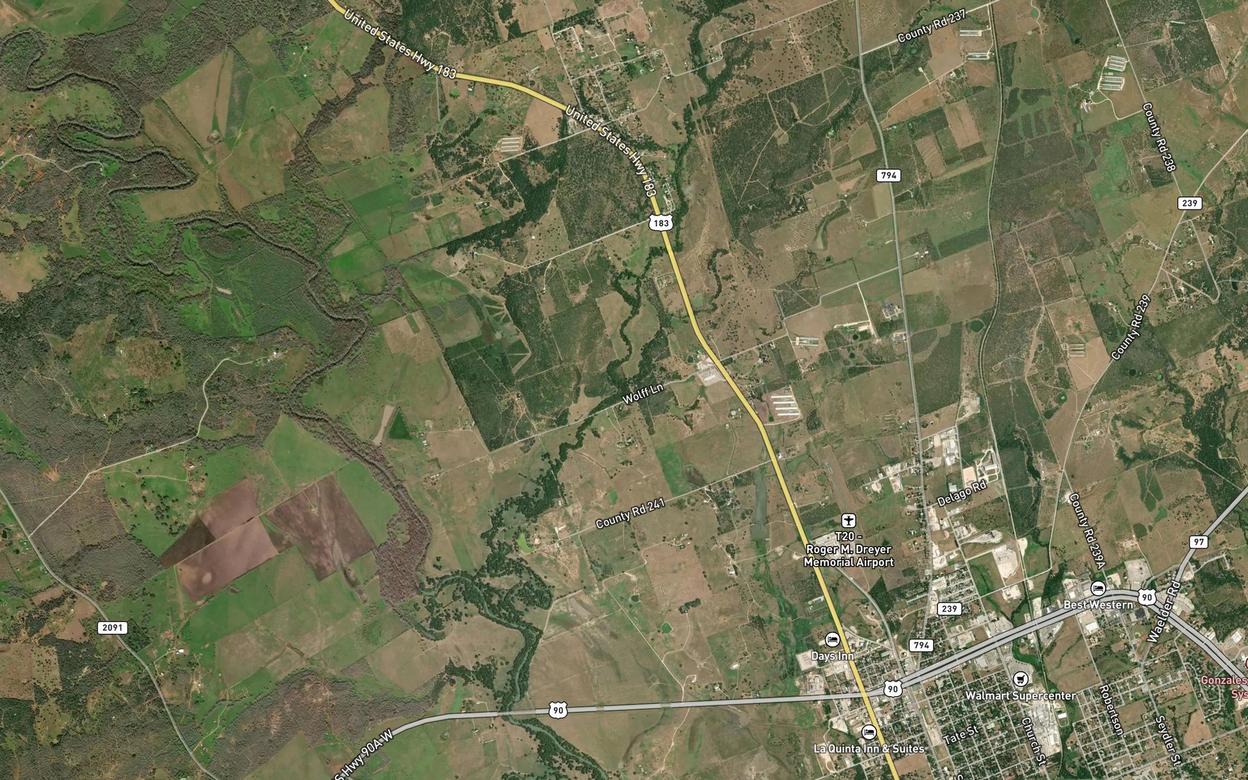 Satellite map of the Dry Fork