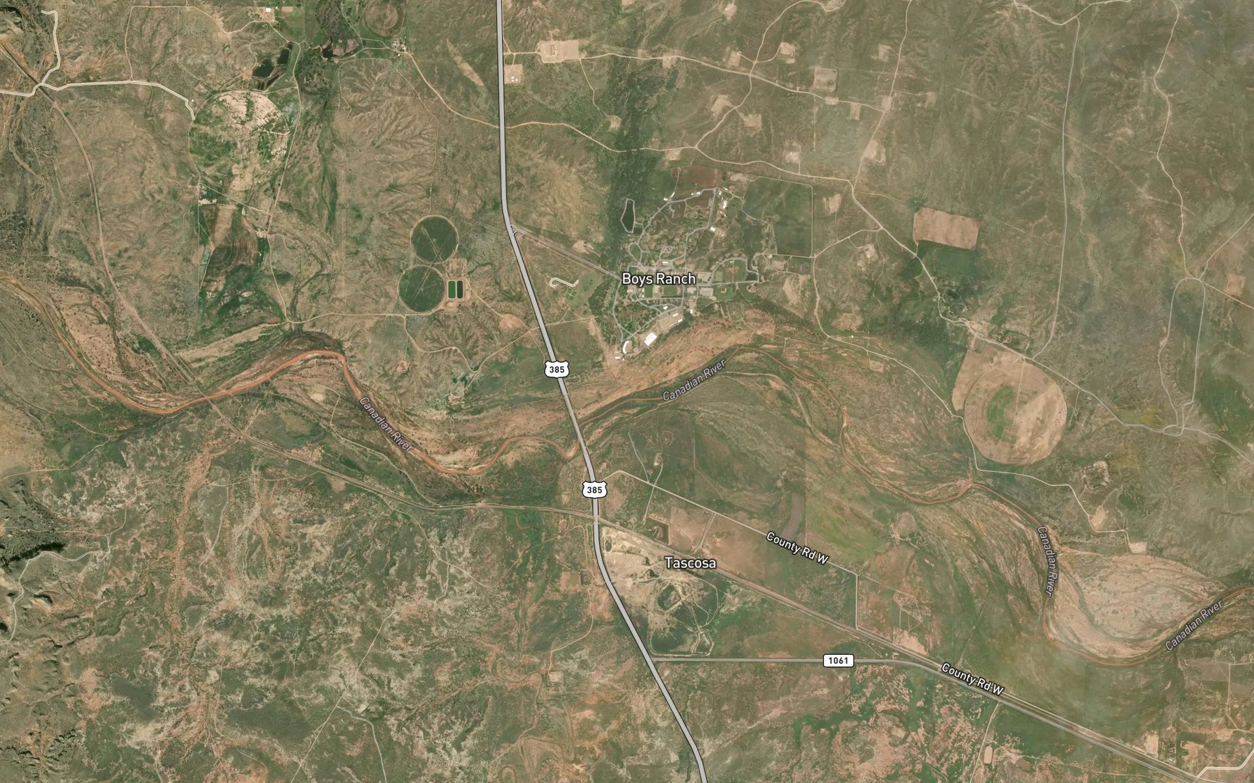 Satellite map of the Tascosa Creek
