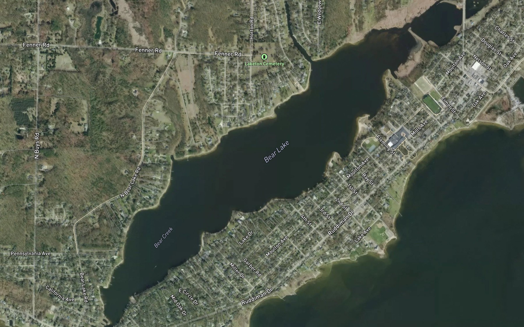 Satellite map of the Bear Lake