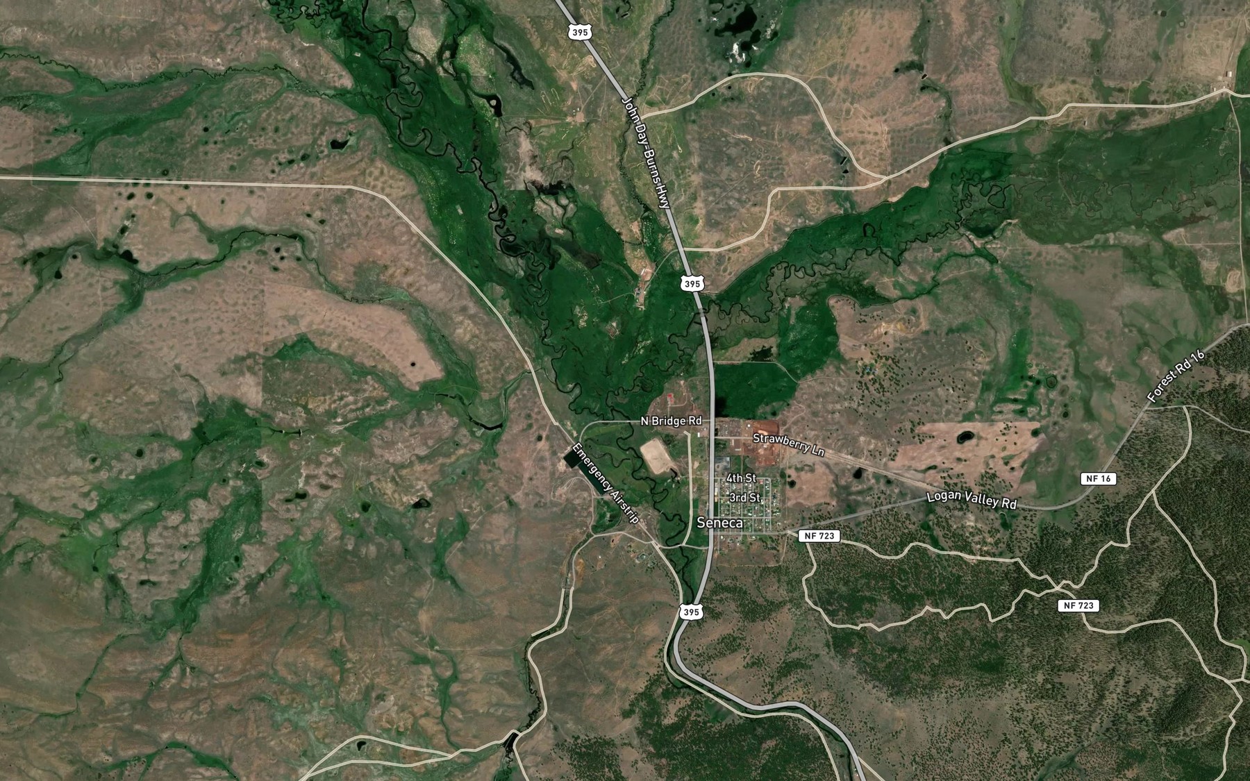 Satellite map of the Bear Creek