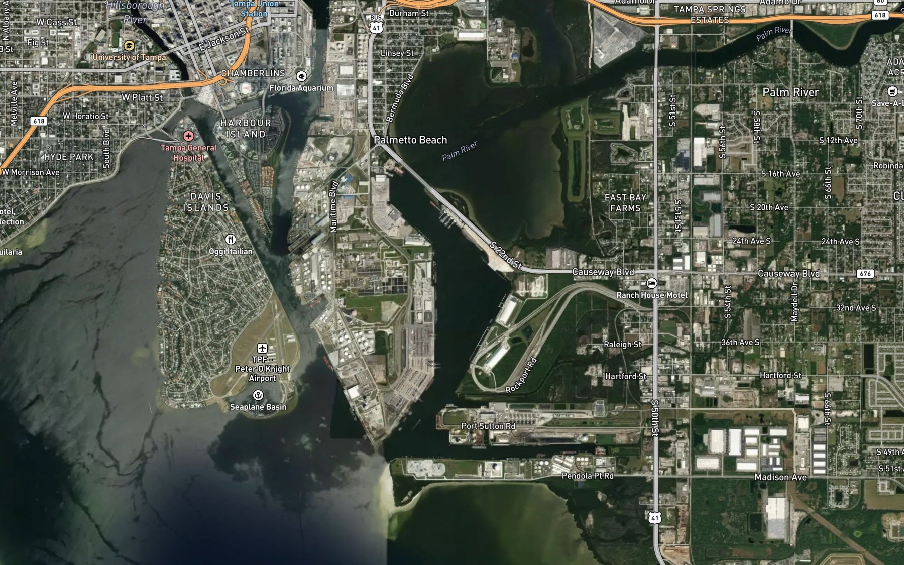 Satellite map of the East Bay