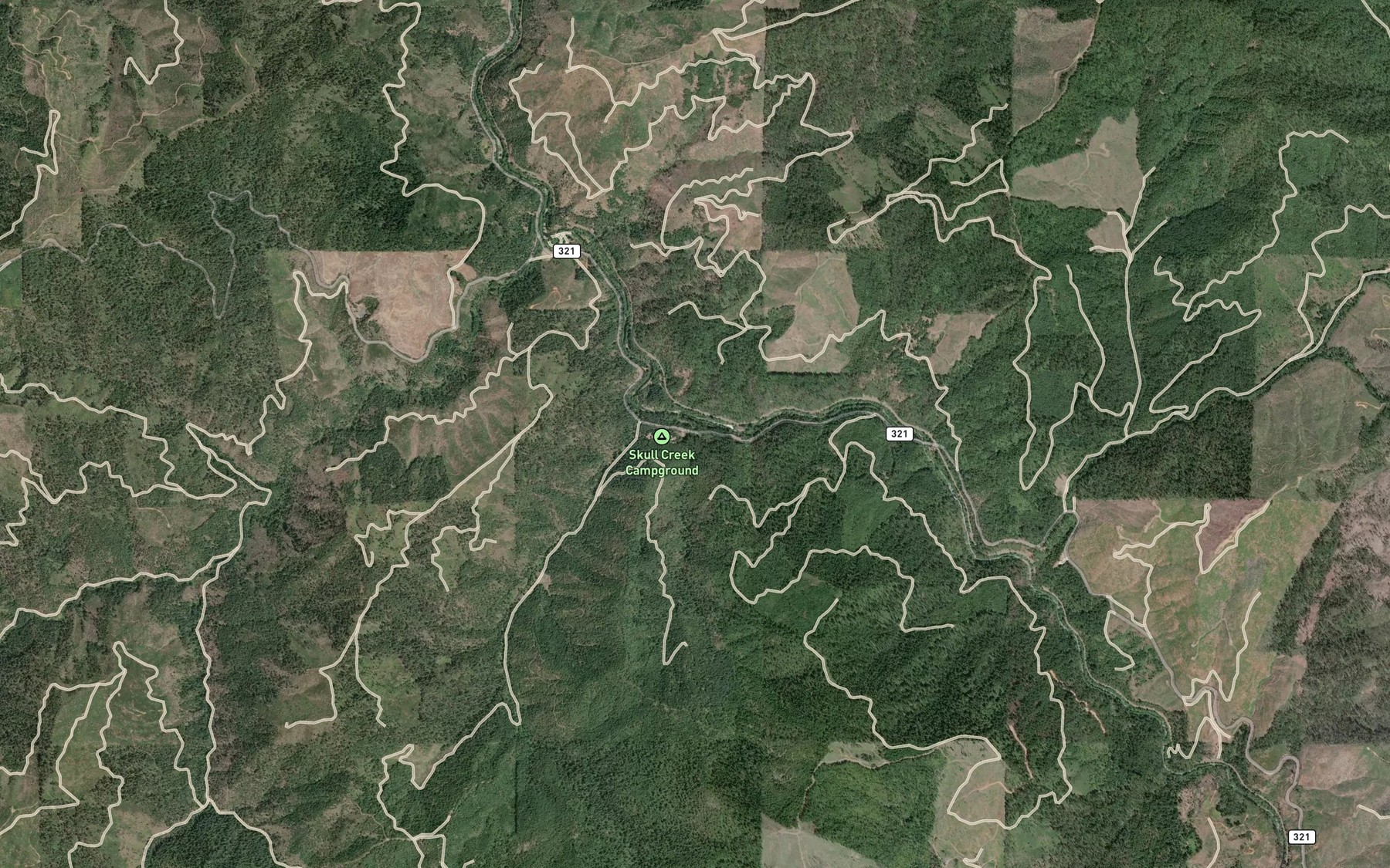 Satellite map of the Rattail Creek