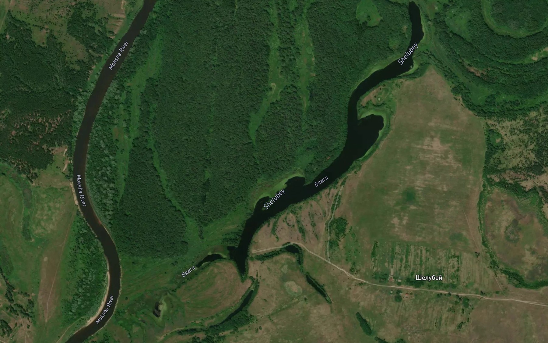Satellite map of the Ozero Shelubey