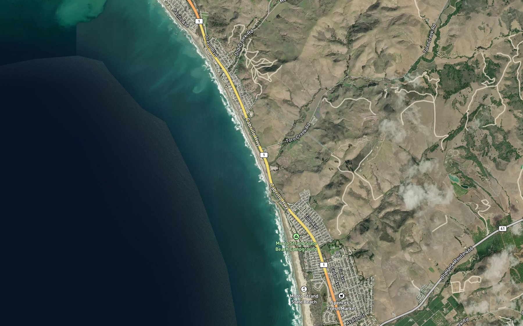 Satellite map of the Toro Creek