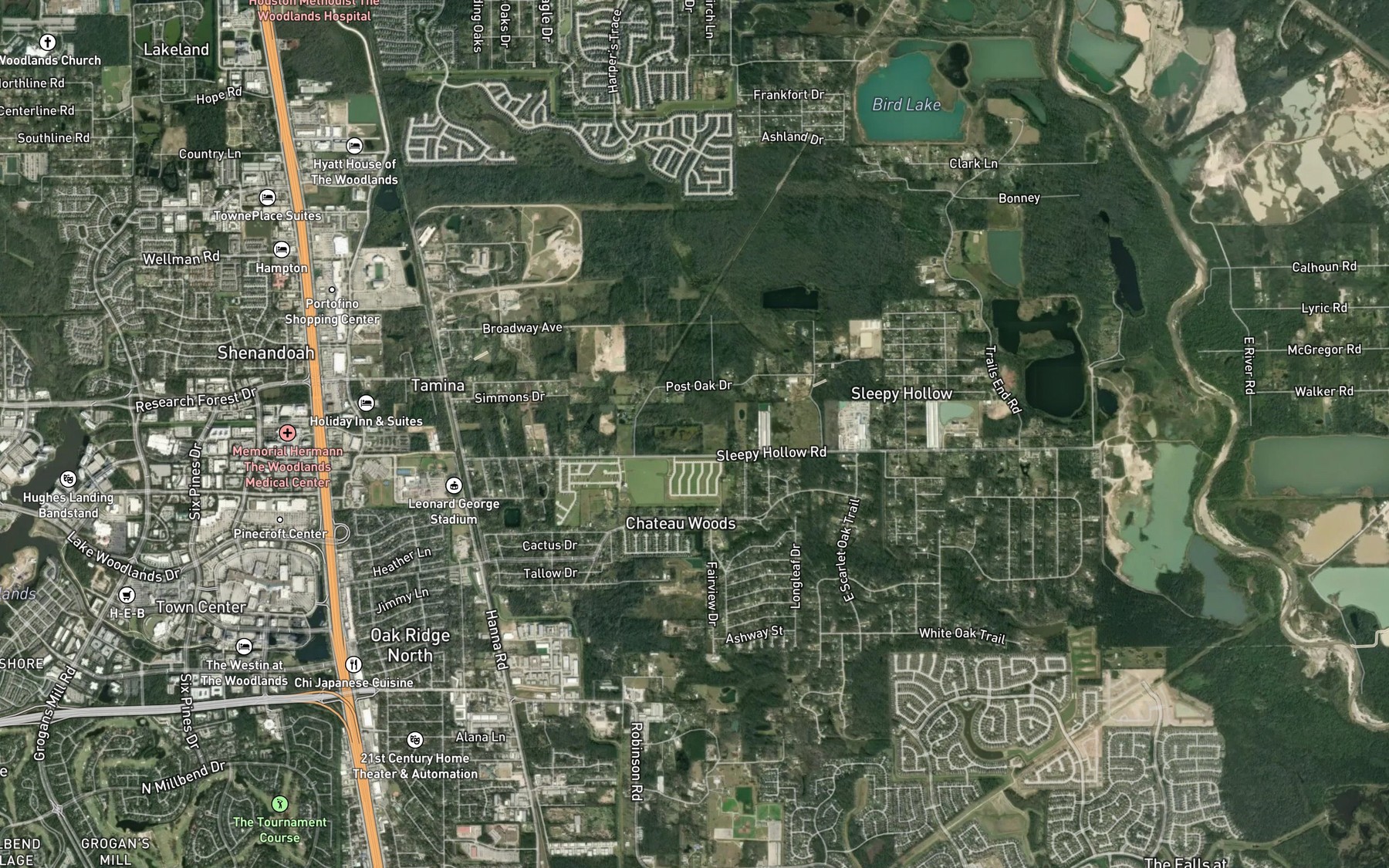 Satellite map of the Glen Lake