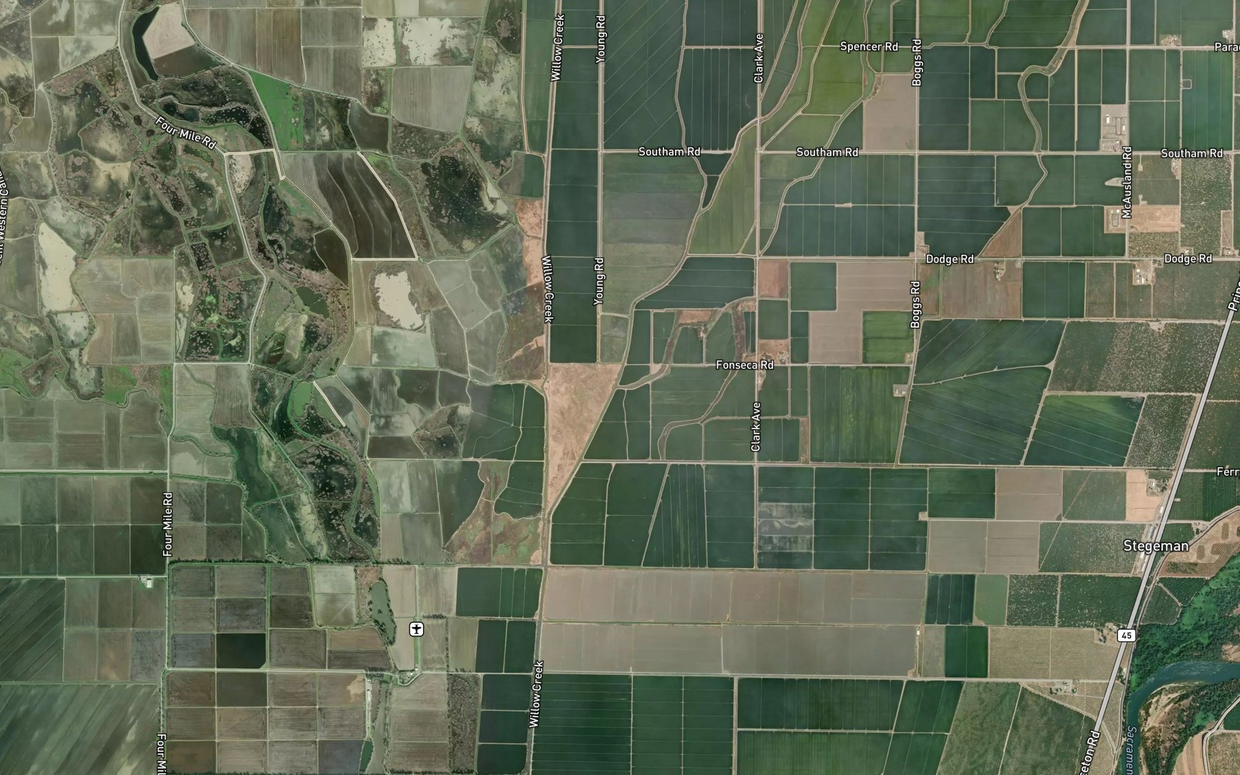 Satellite map of the Bounde Creek