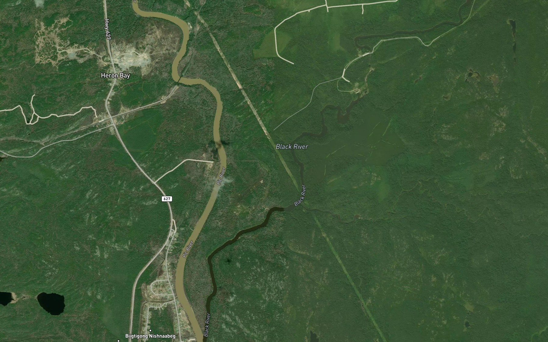 Satellite map of the Little Black River
