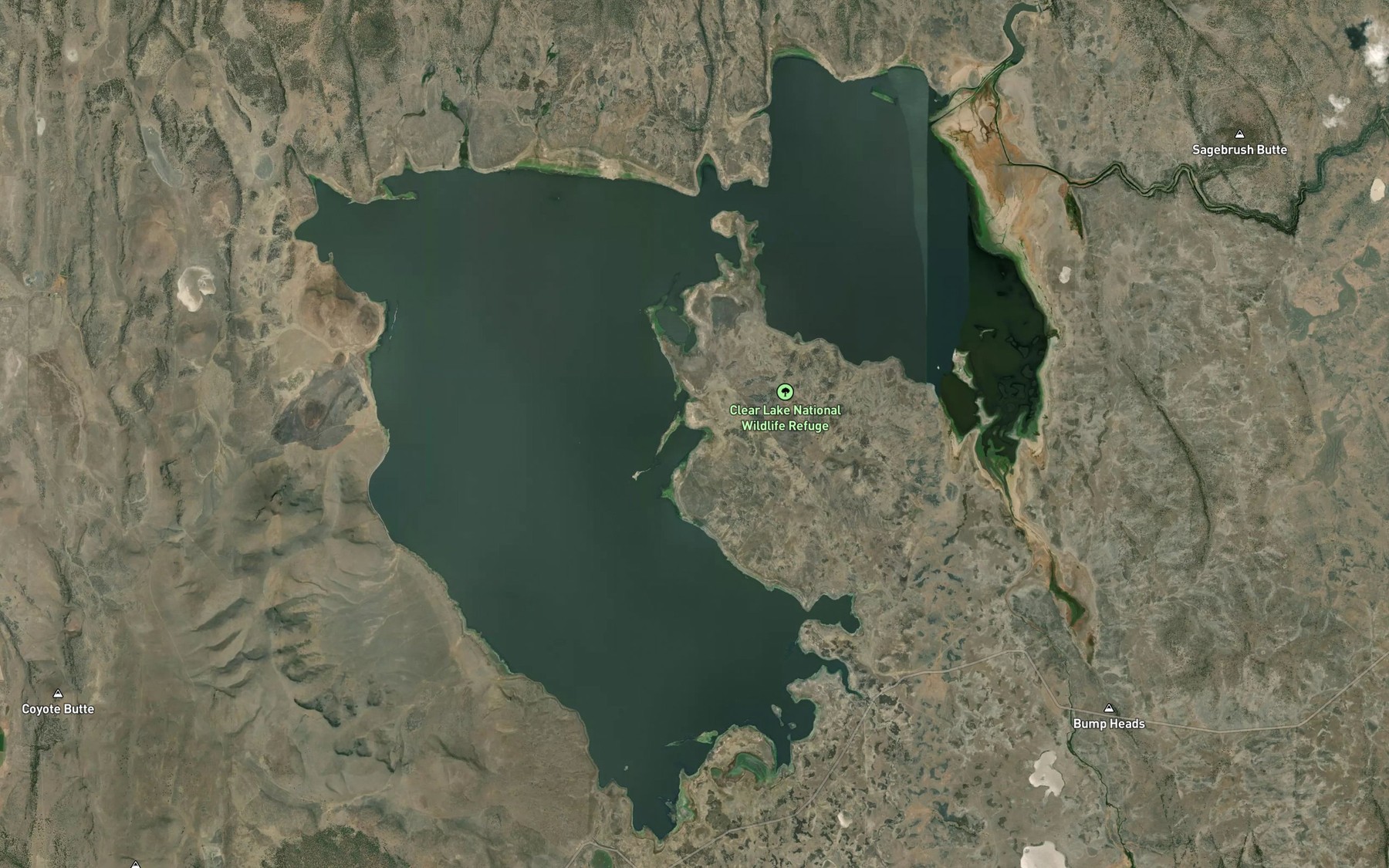 Satellite map of the Clear Lake Reservoir