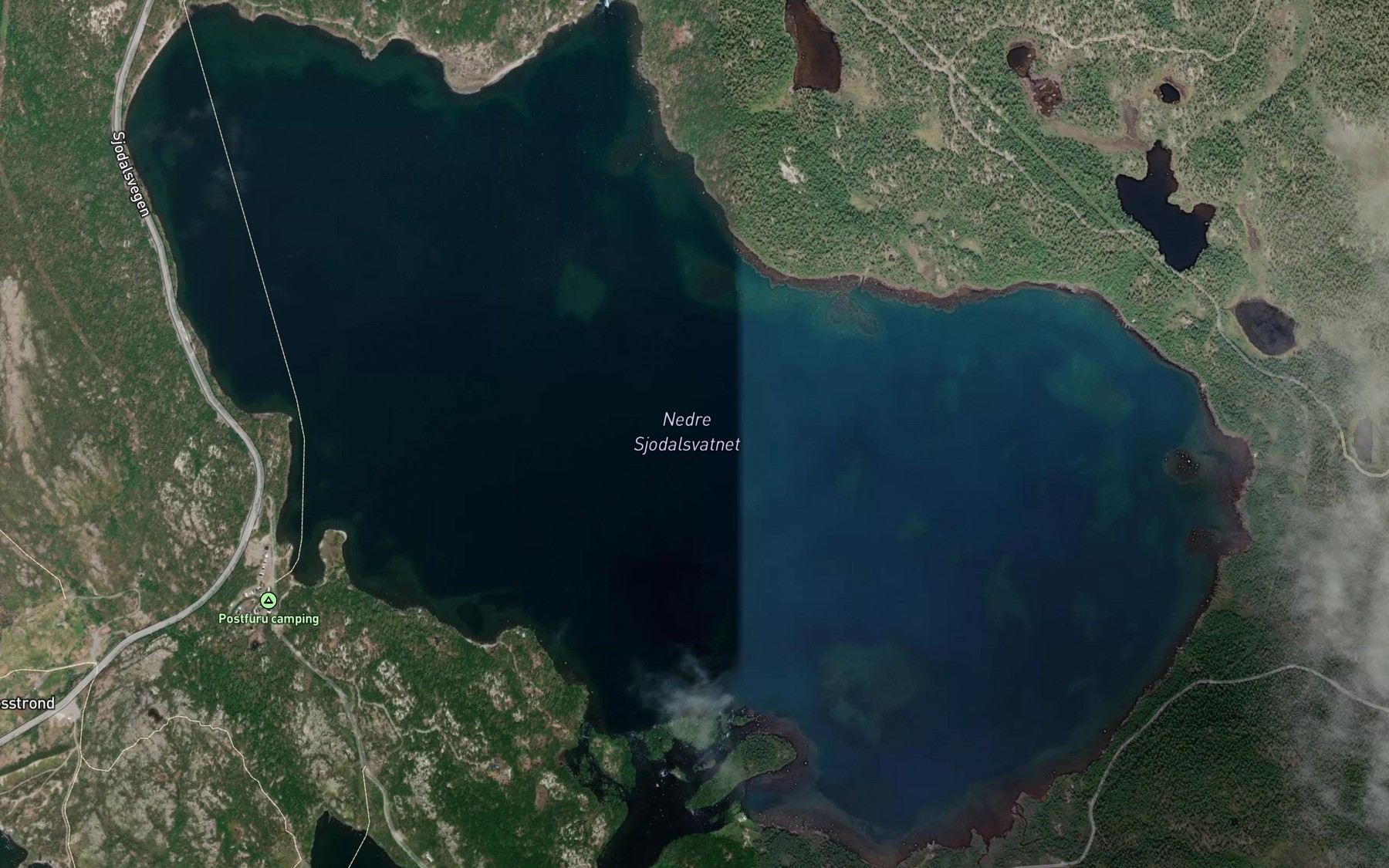 Satellite map of the Nedre Sjodalsvatn