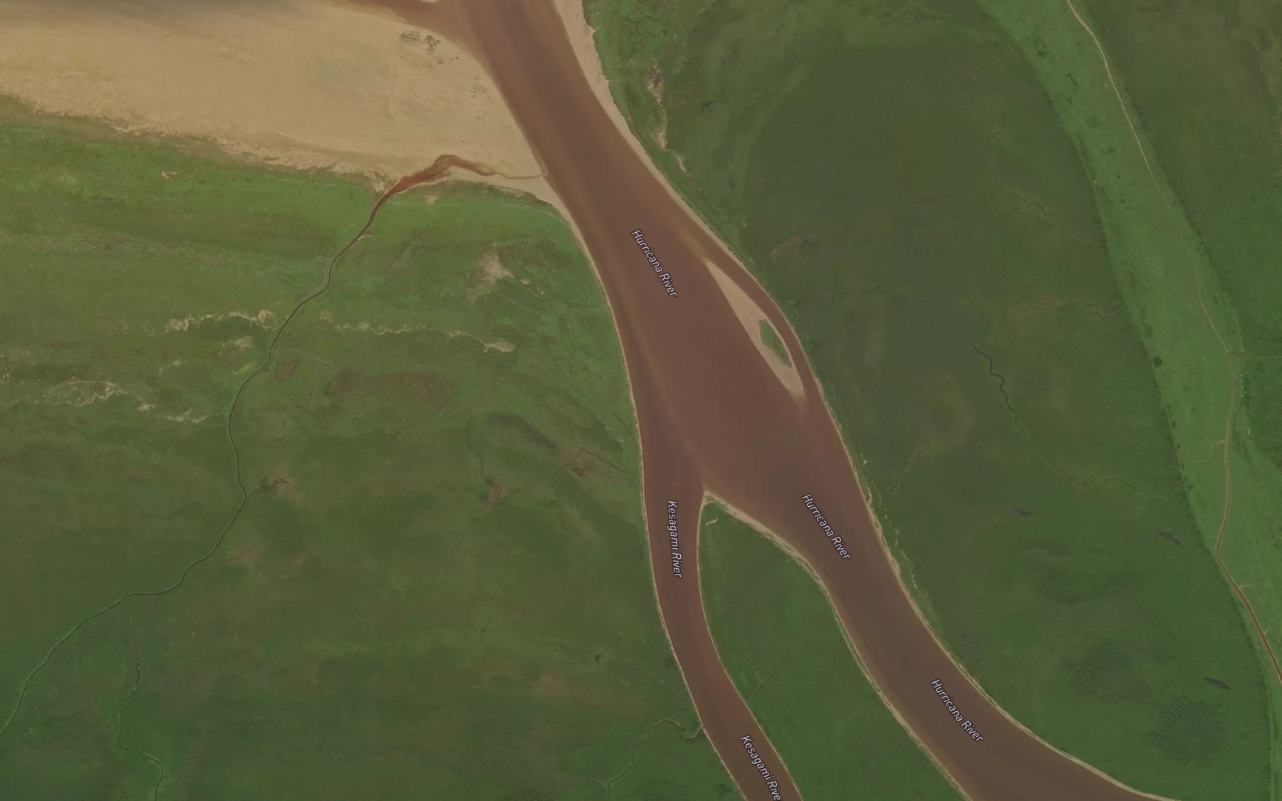 Satellite map of the Kesagami River