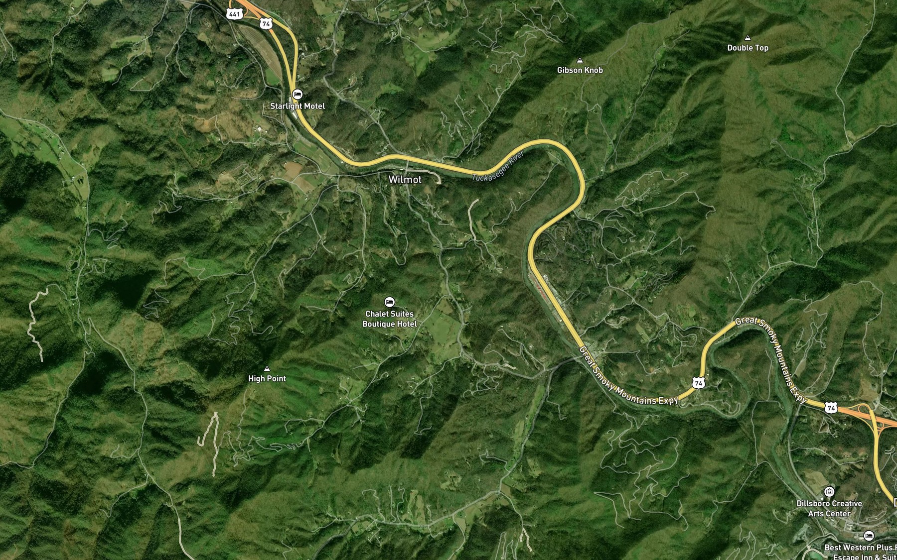 Satellite map of the Joe Branch